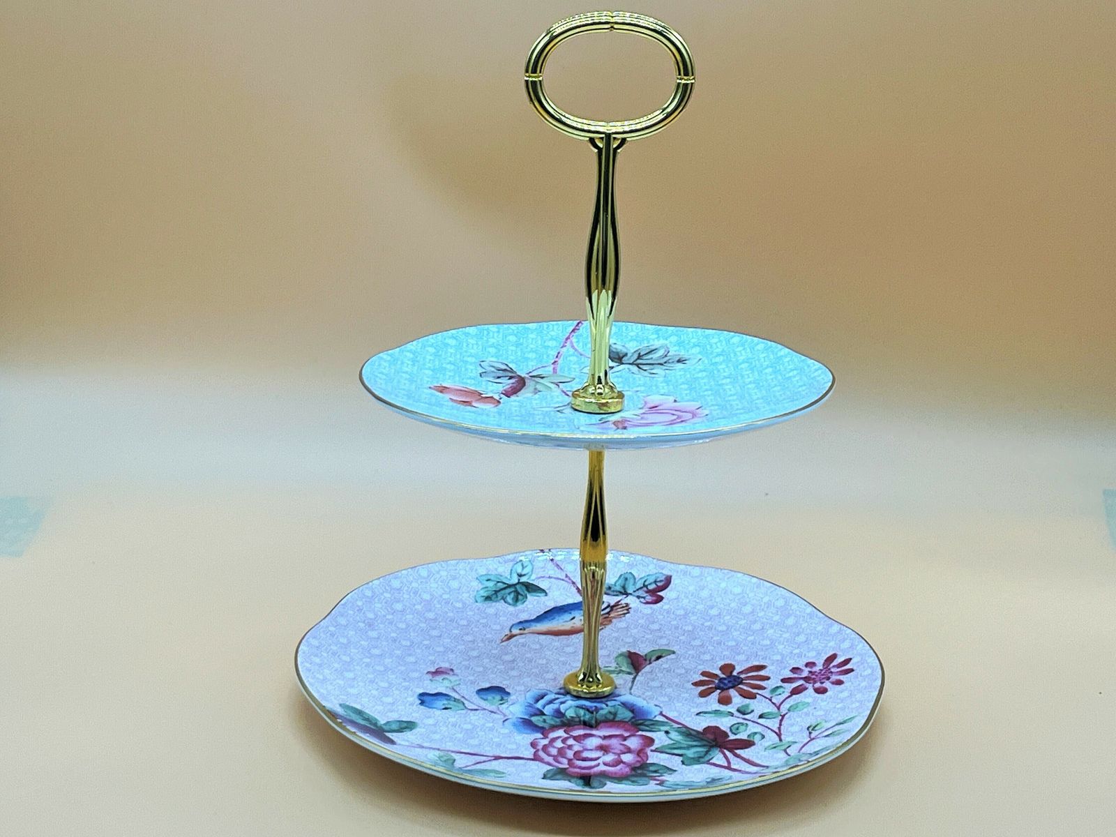 Wedgwood China Cuckoo Design 2 Tier Cake Stand.