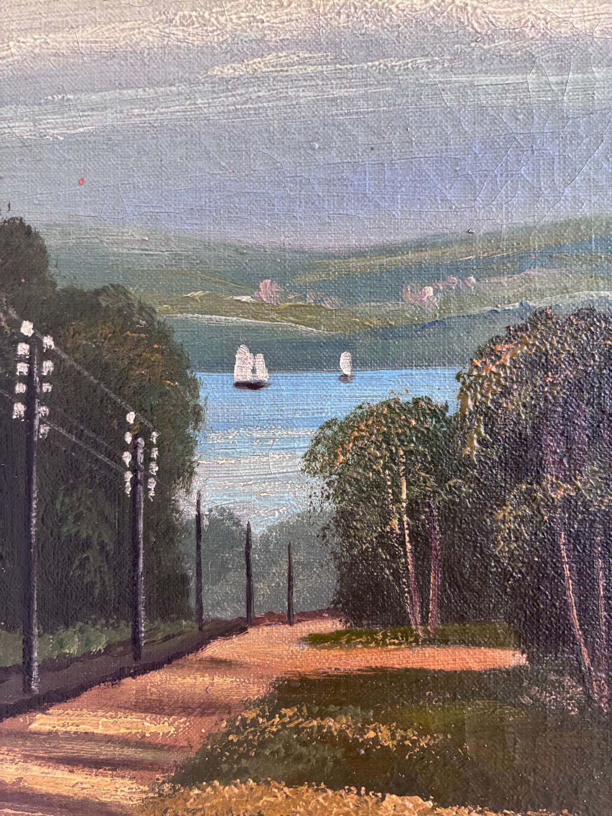 Vintage Original Coastal Landscape Oil Painting, Signed Seaside Art photo furniture