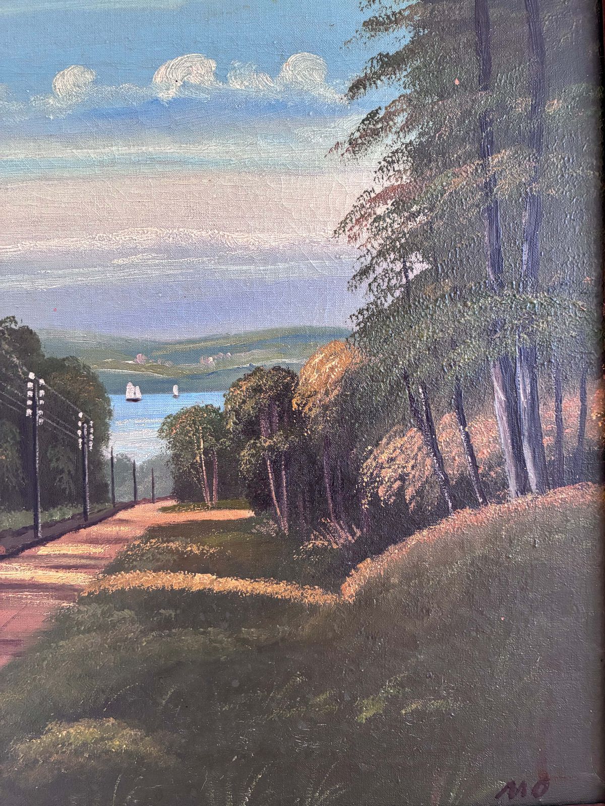 Vintage Original Coastal Landscape Oil Painting, Signed Seaside Art photo vinterior