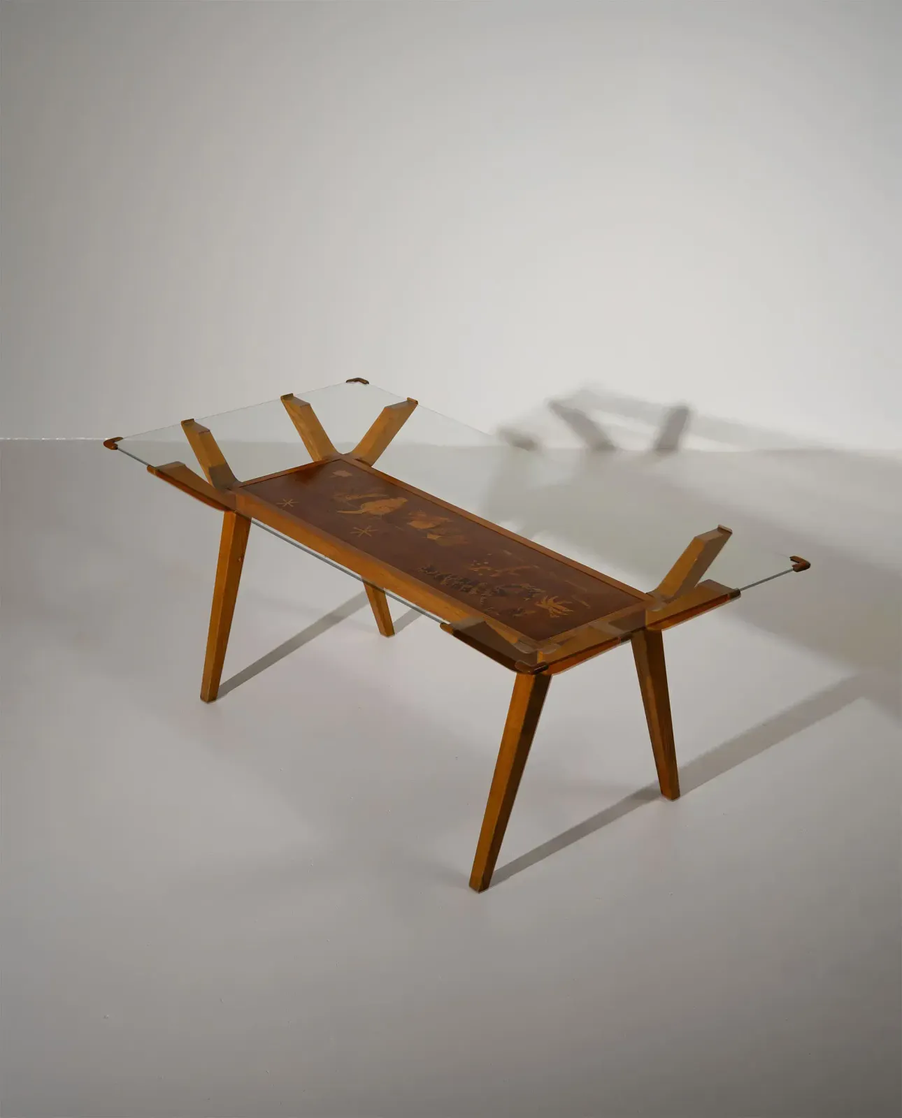 Italian Dining Table With Wood Inlay, 1950