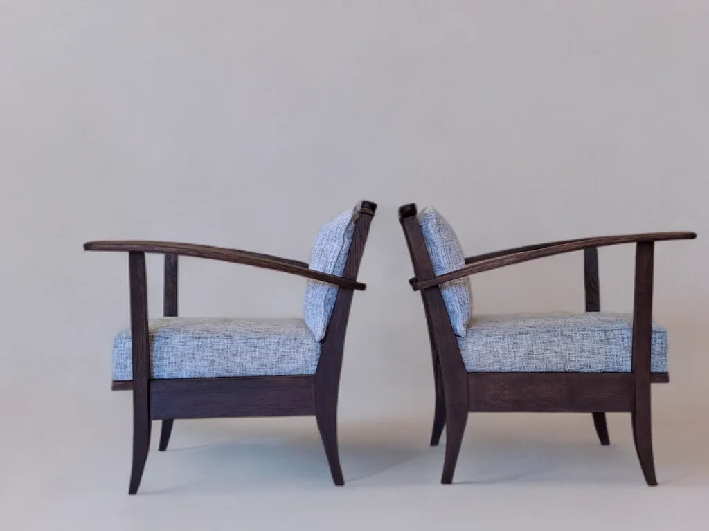 Czech Mid Century Armchairs In Oak 1950s, Set Of 2 photo furniture