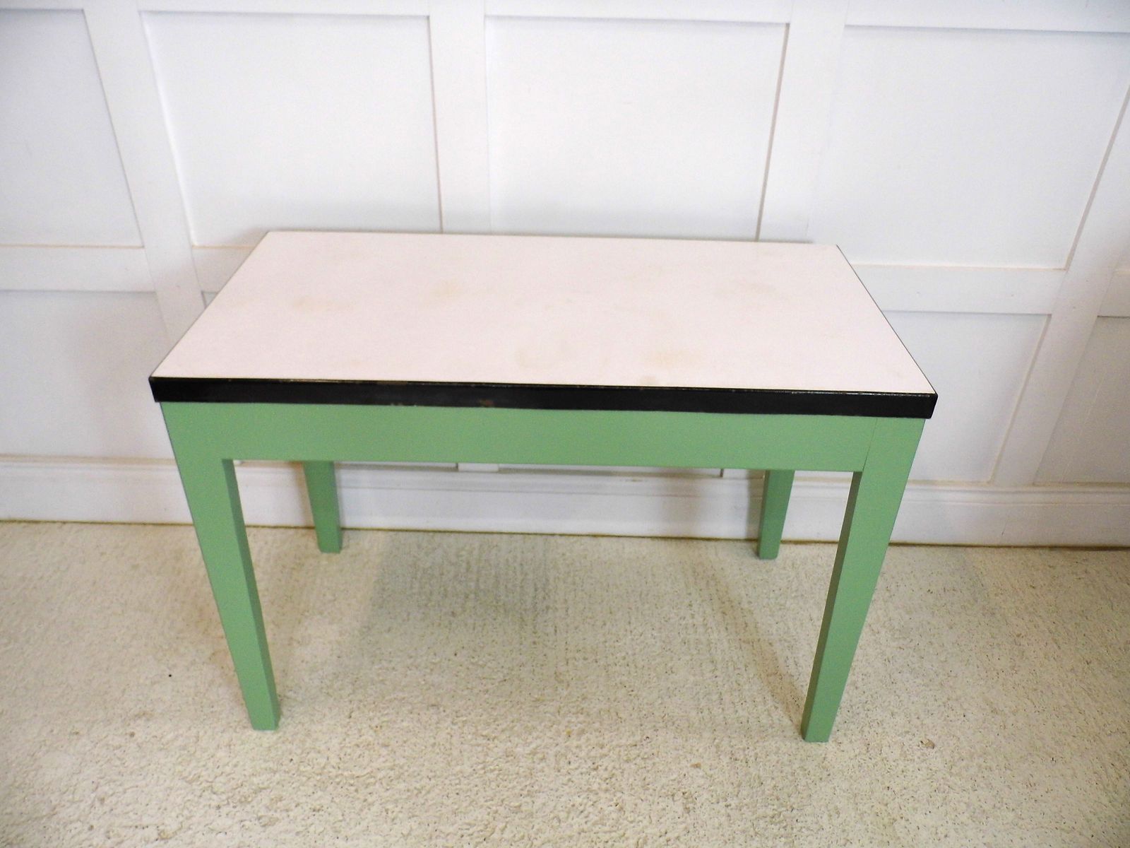 Vintage Enamel Topped 1950s Kitchen Prep Pastry Table Or Vintage Office Desk photo Furniture