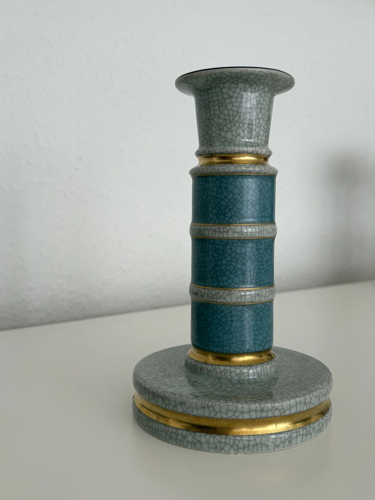 Royal Copenhagen Craquelé Candlestick By Thorkild Olsen, Denmark Circa1959