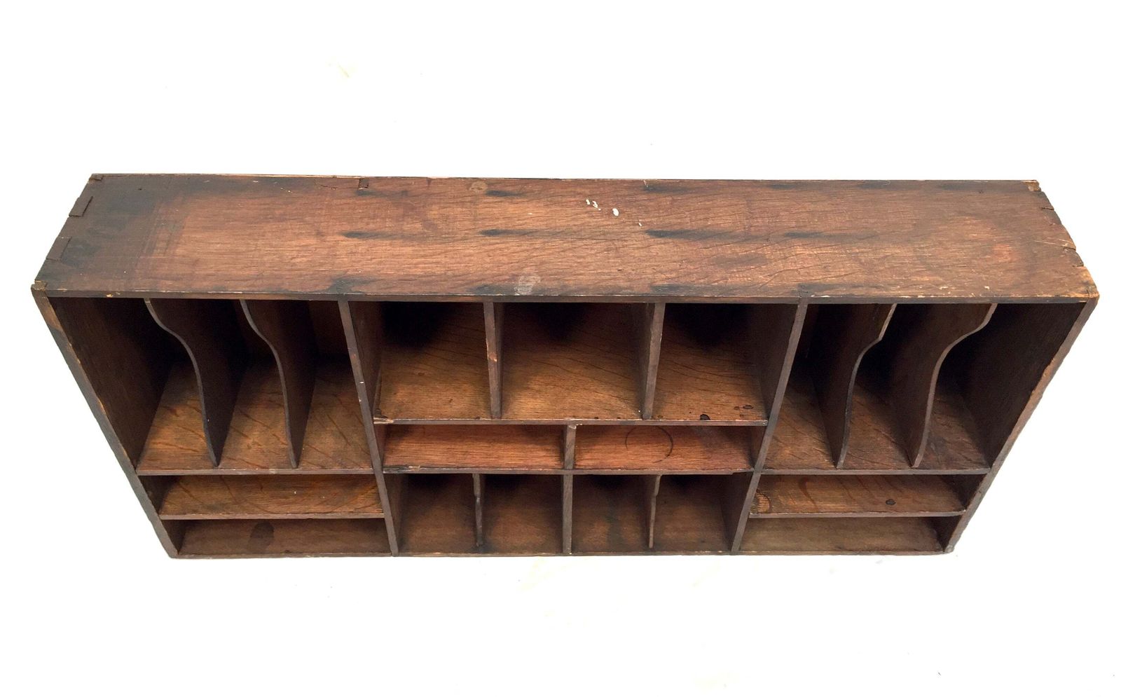 Antique Wooden Rustic Pigeon Hole Filing Cabinet / Mail Letter Organiser / Hotel photo 110.0