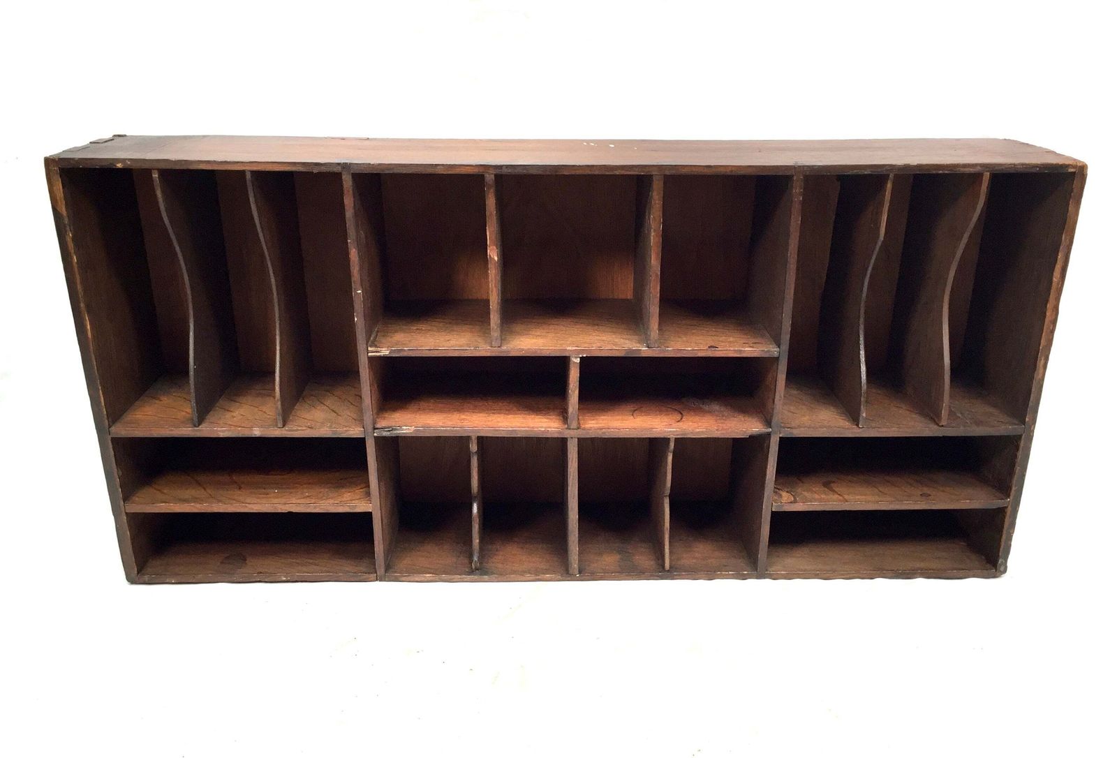 Antique Wooden Rustic Pigeon Hole Filing Cabinet / Mail Letter Organiser / Hotel photo vinterior