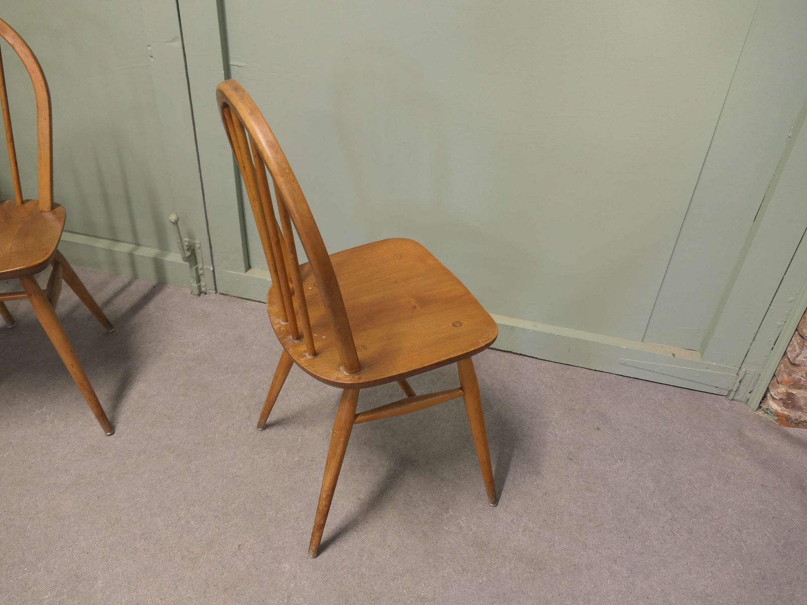 Set Of 8 Light Coloured 1960s Ercol Windsor Dining Chairs The Chairs Are Made In Beech An photo 1740.0