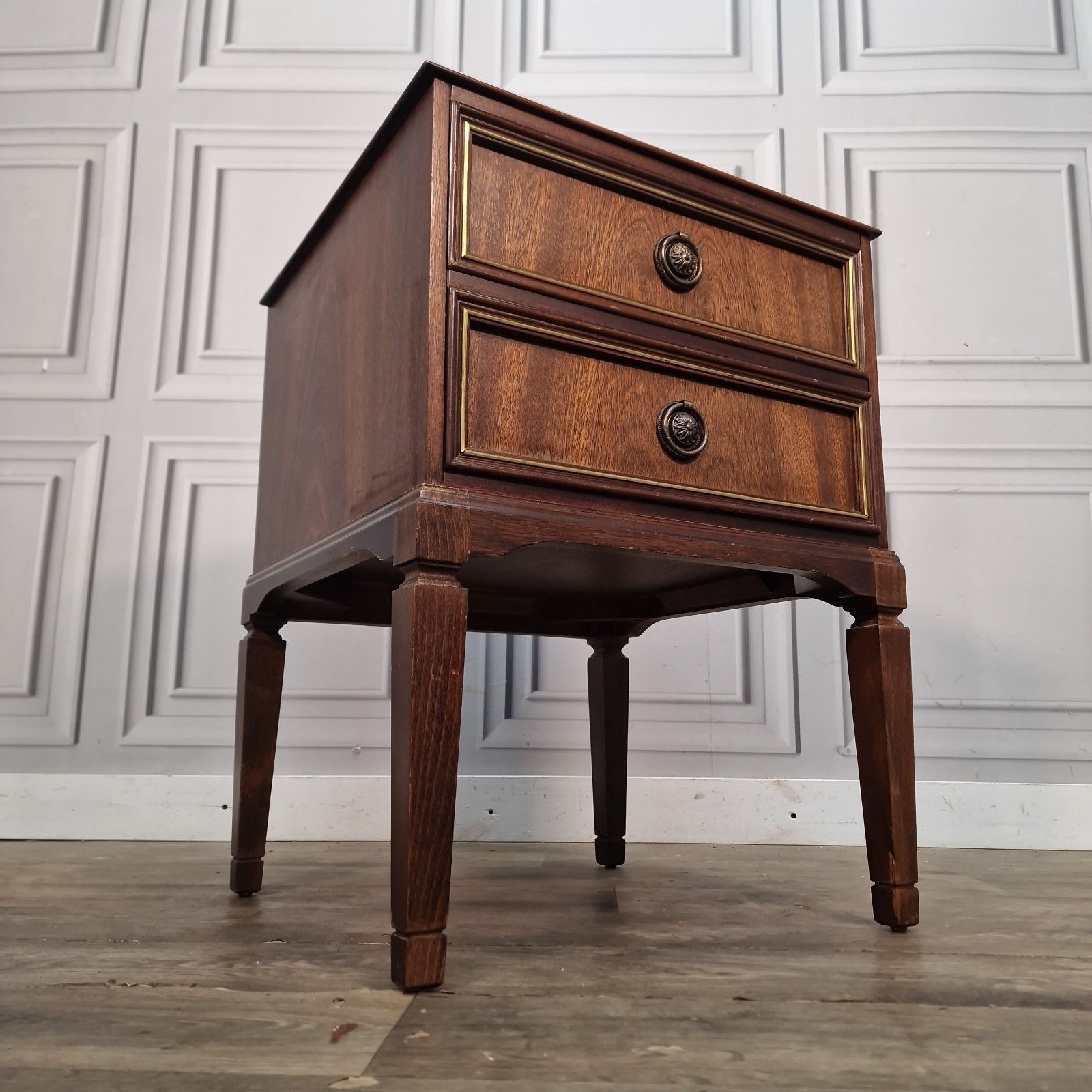 Vintage Mahogany Bedside Cabinet Table Two Drawer Chest Georgian Revival photo for sale
