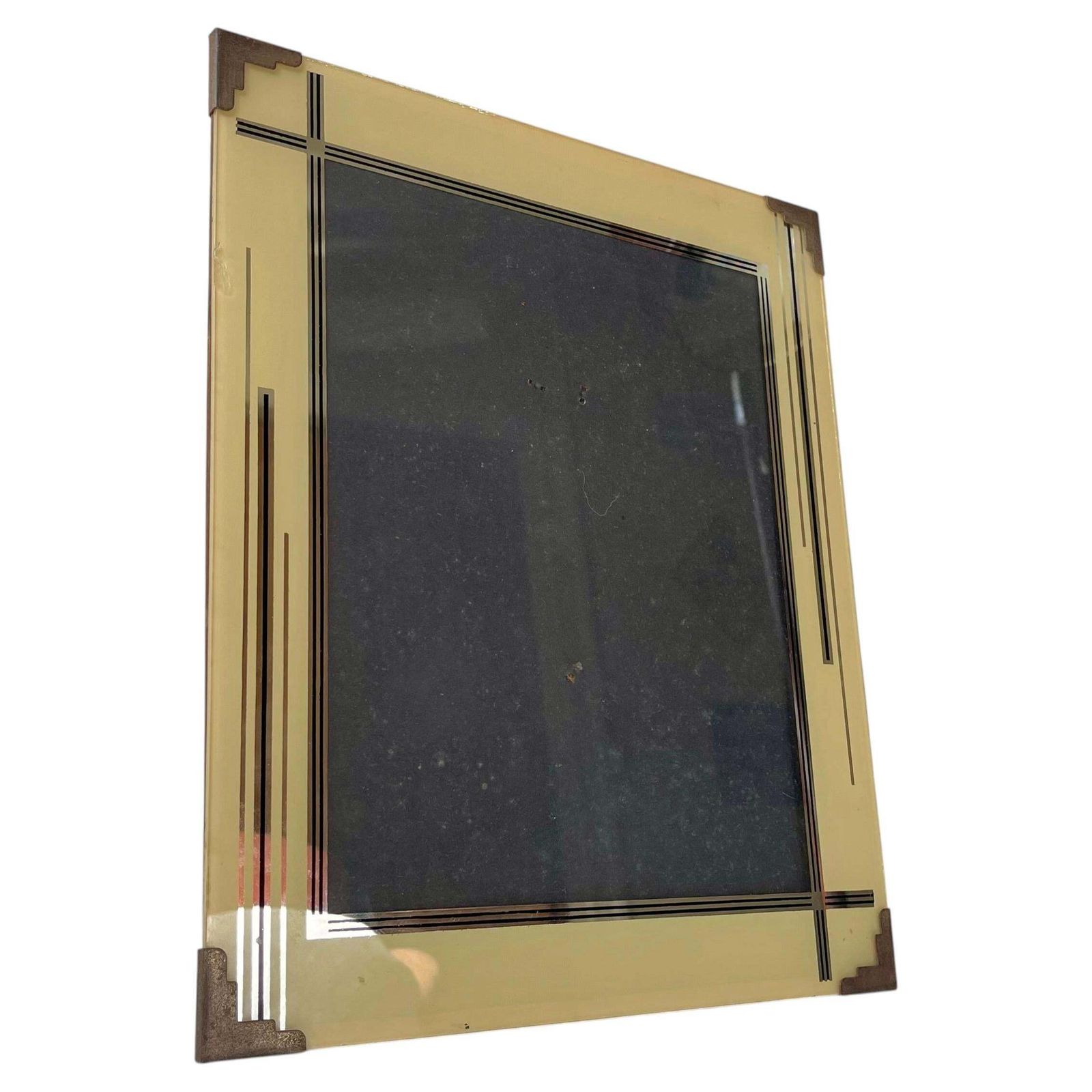 Art Deco fotolijst (30x25cm) in glas en vernikkeld metaal