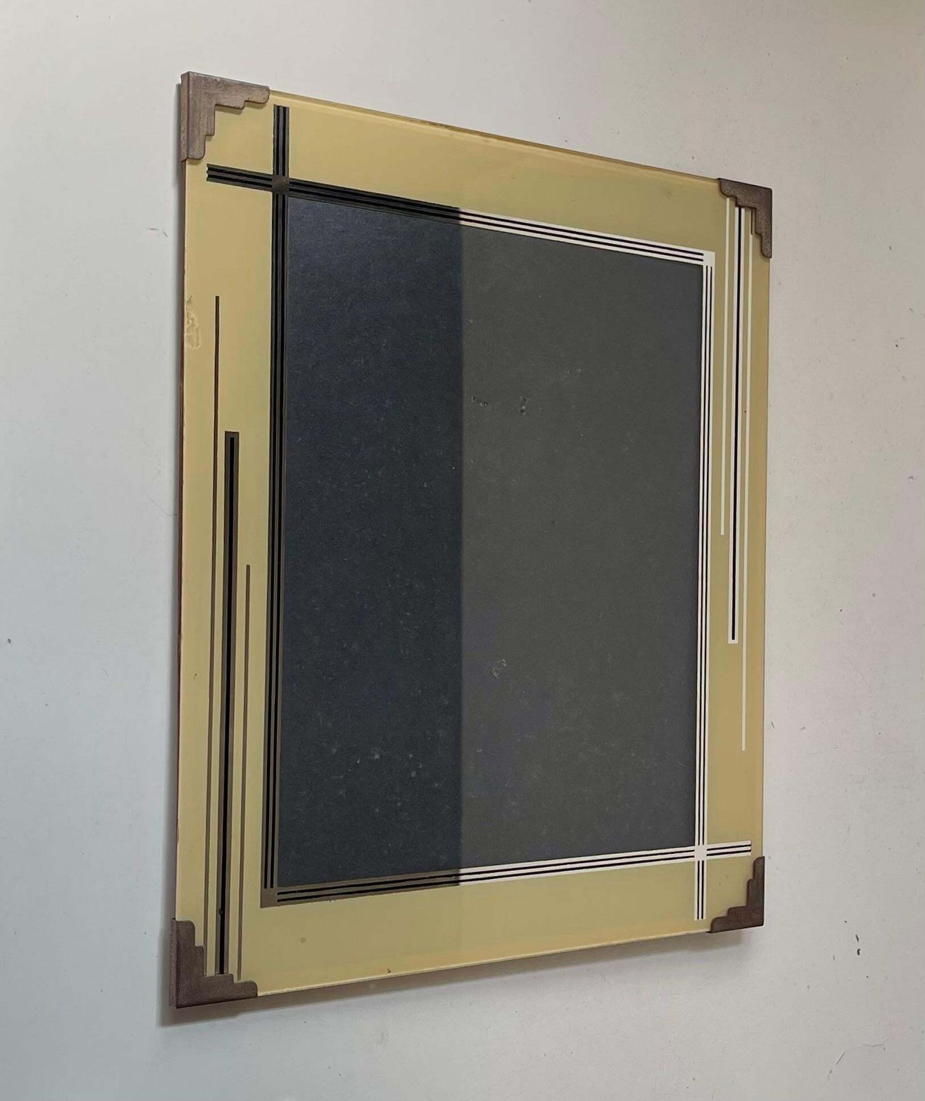 Art Deco fotolijst (30x25cm) in glas en vernikkeld metaal photo furniture