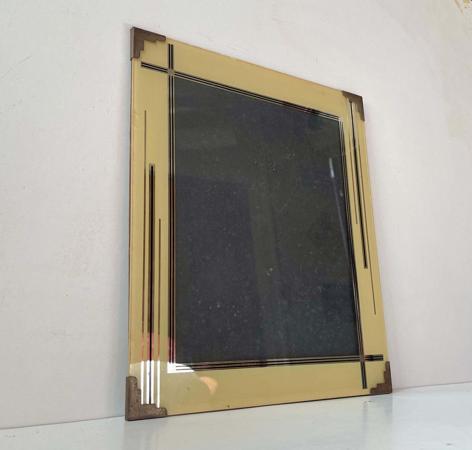 Art Deco Photo Frame (30x25cm) In Glass & Nickel Plated Metal photo buy
