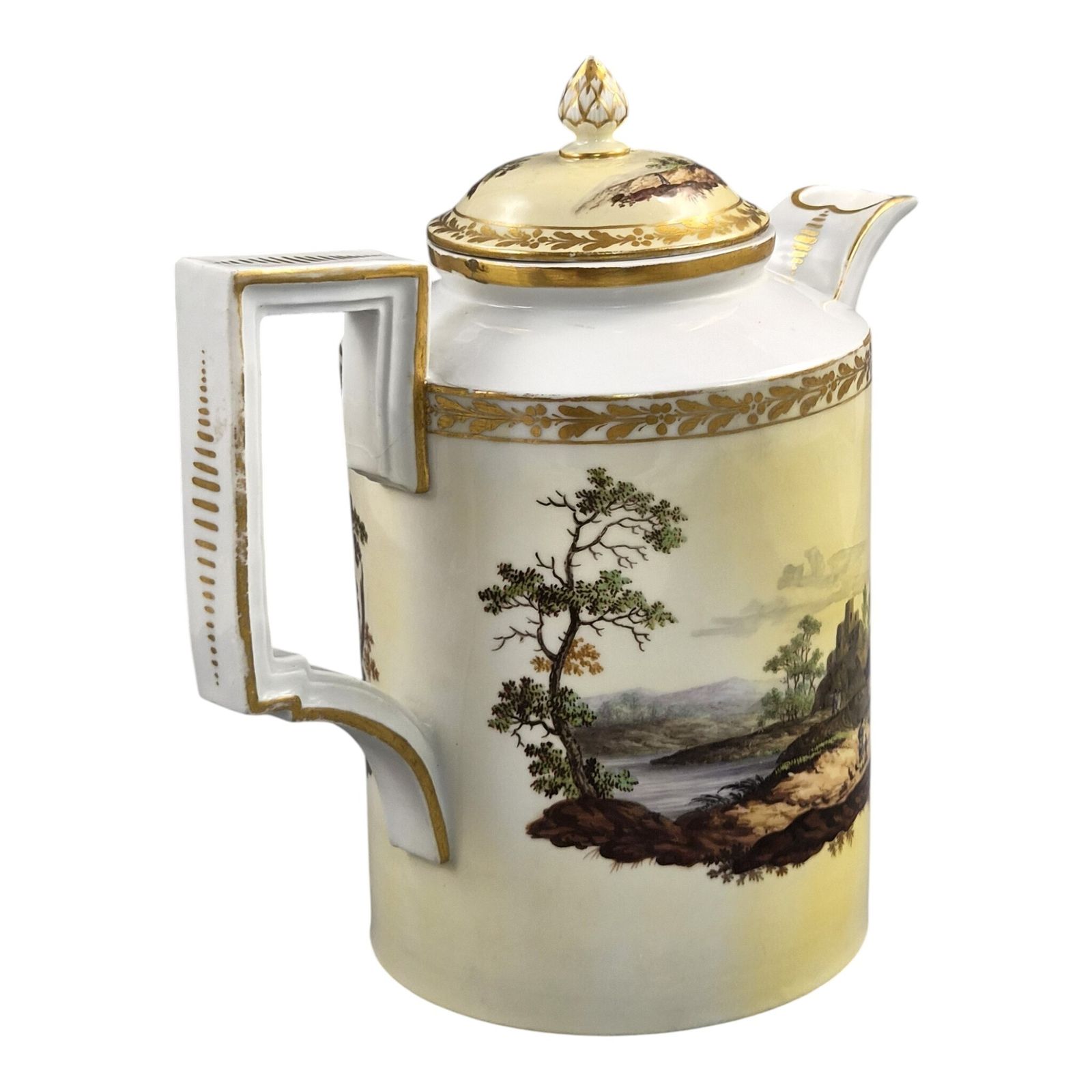 Limbach Thuringia Porseleinen Koffiepot met Landschappen, ca. 1780 1790 photo for sale