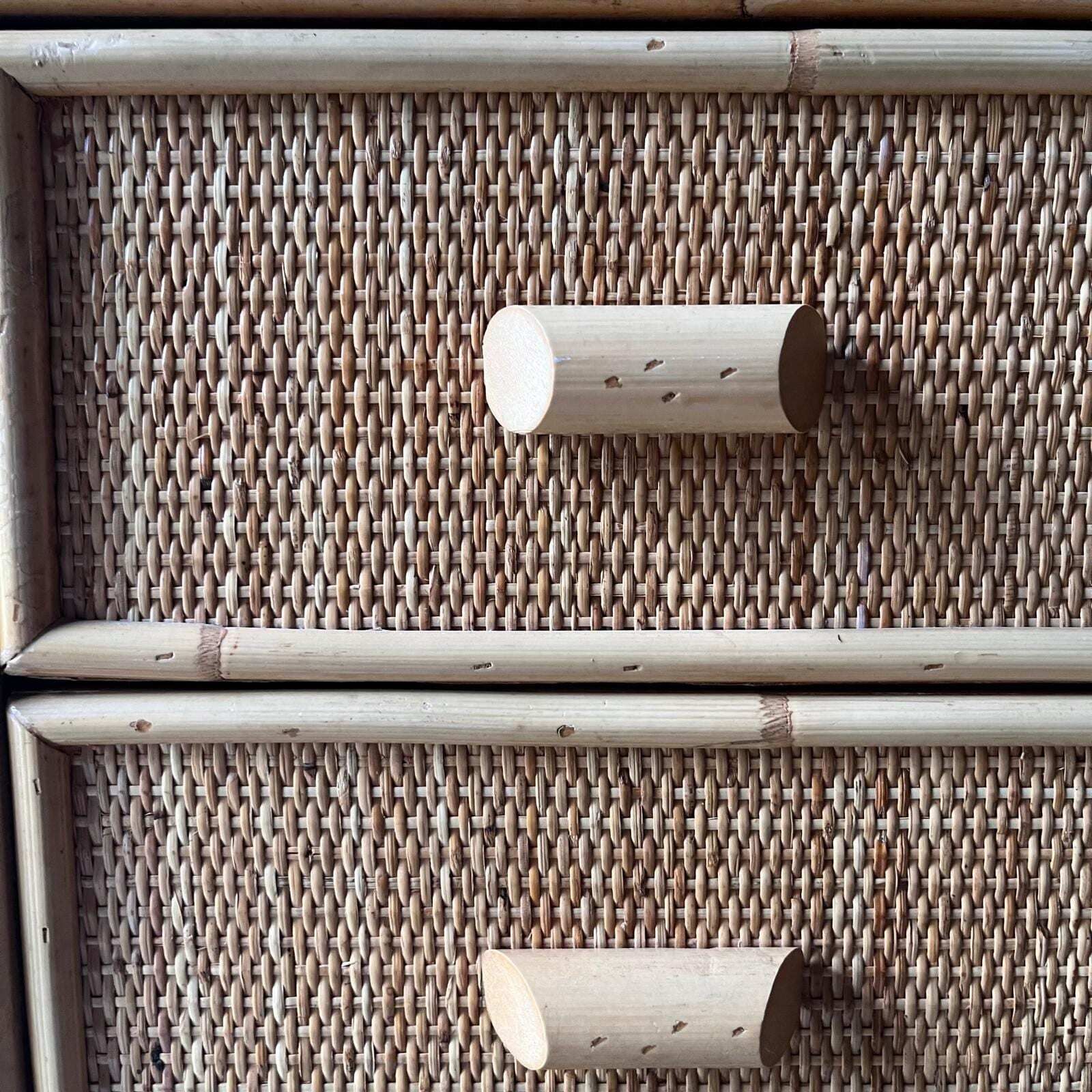 photo furniture Vintage Bamboo And Cane 4 Drawer Chest Of Drawers