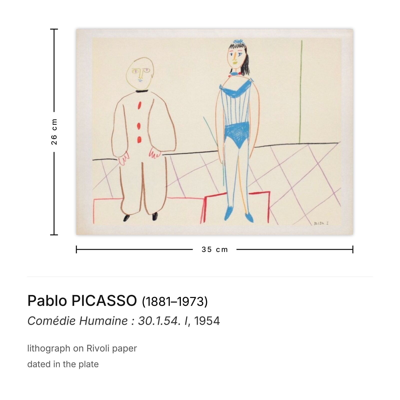 Pablo Picasso Lithograph Comédie Humaine : 30.1.54. I photo furniture