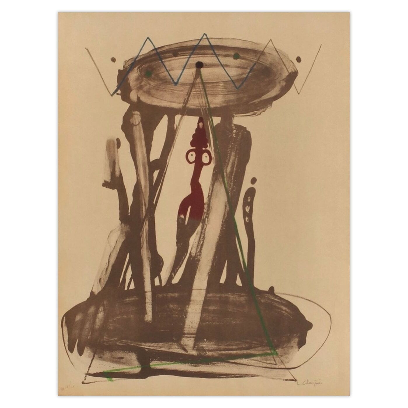 Louis Chavignier gesigneerde lithografie Nu 1975