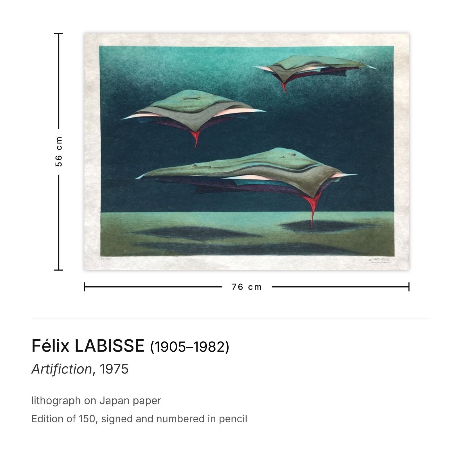 Félix Labisse Gesigneerde Lithografie Artifiction 1975 photo furniture