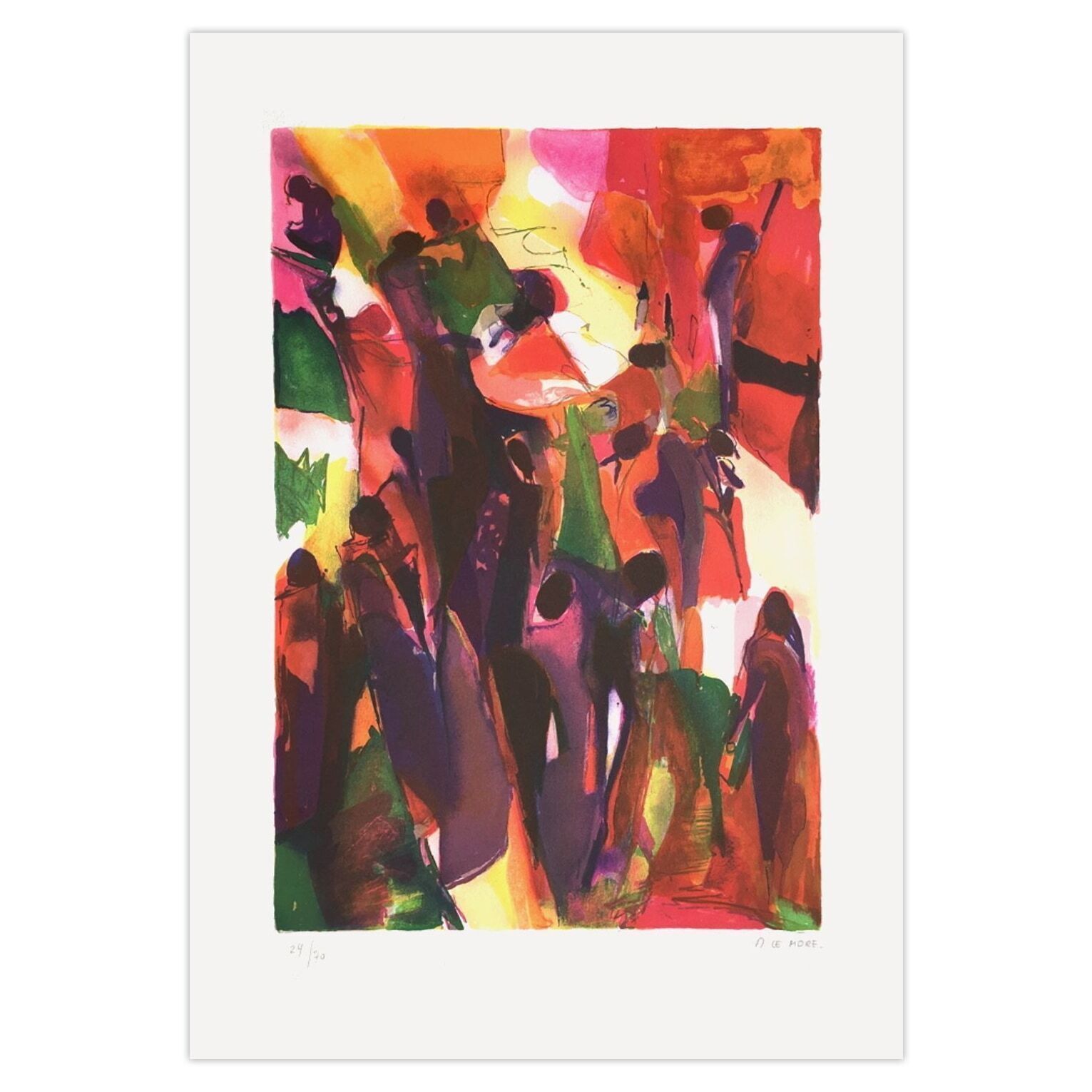 Arlette Le More Gesigneerde Lithografie Grosses Dames Et Petits Légumes 1998