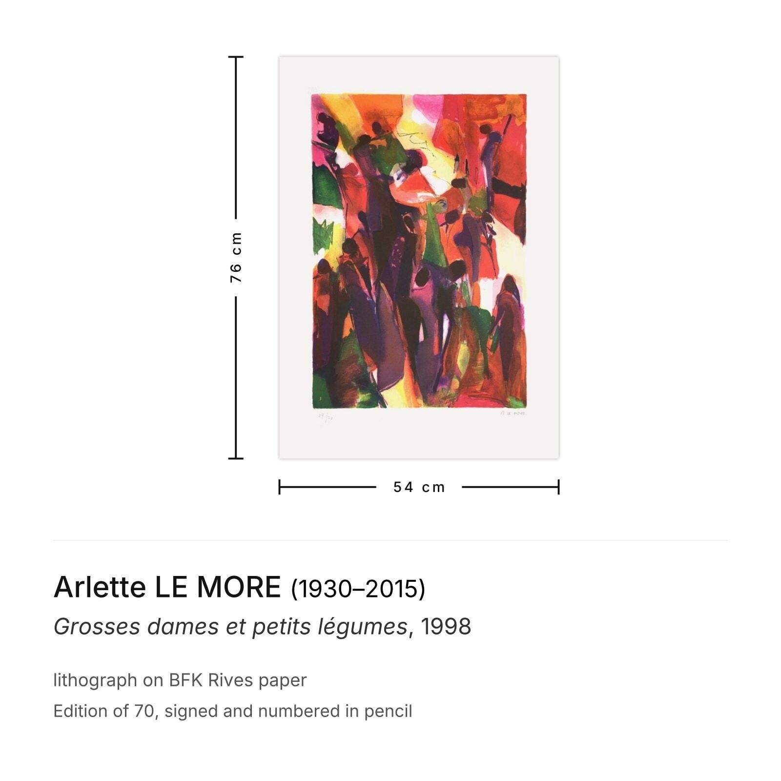 Arlette Le More Gesigneerde Lithografie Grosses Dames Et Petits Légumes 1998 photo furniture