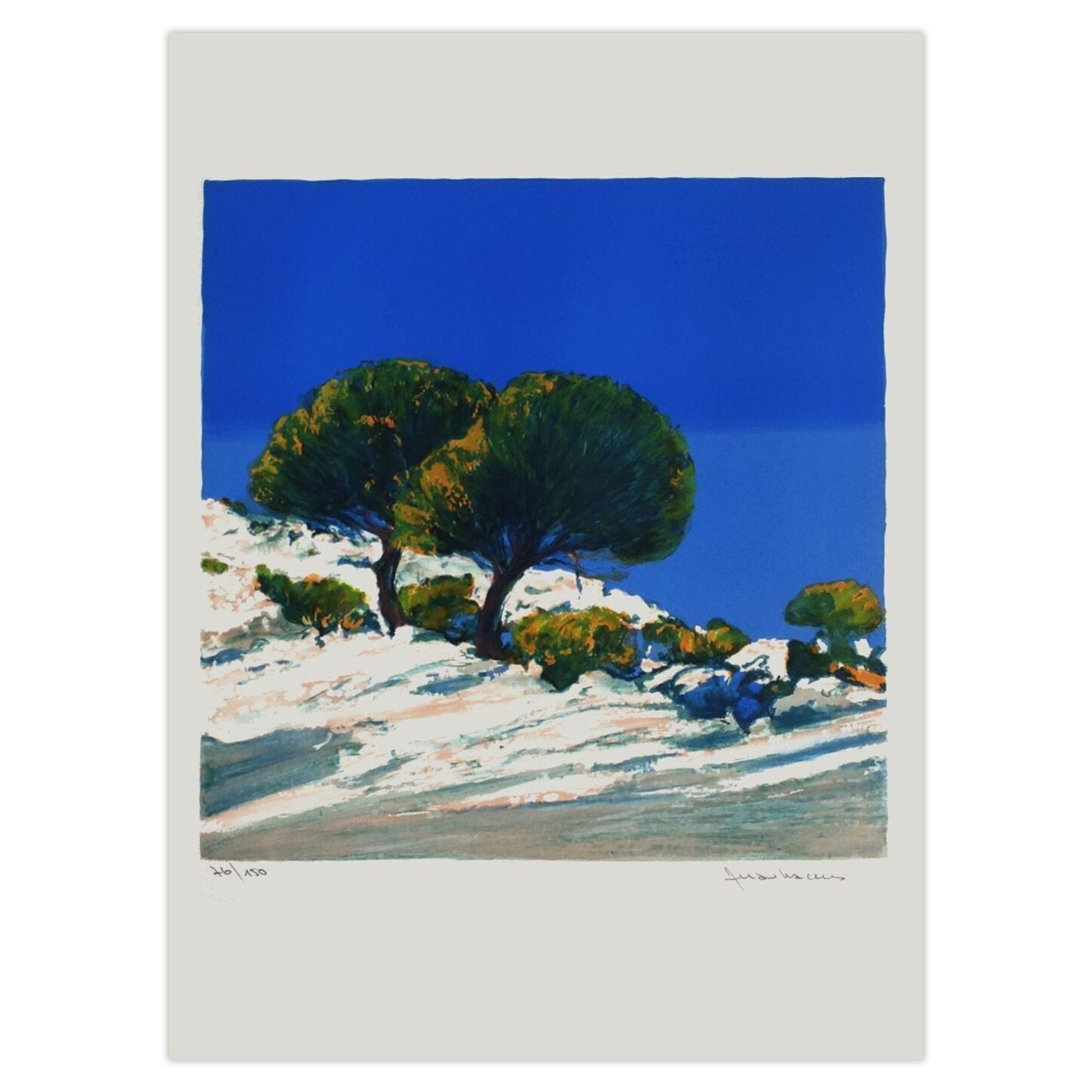 Jean Claude Allenbach Signed Lithograph Les Deux Cyprès