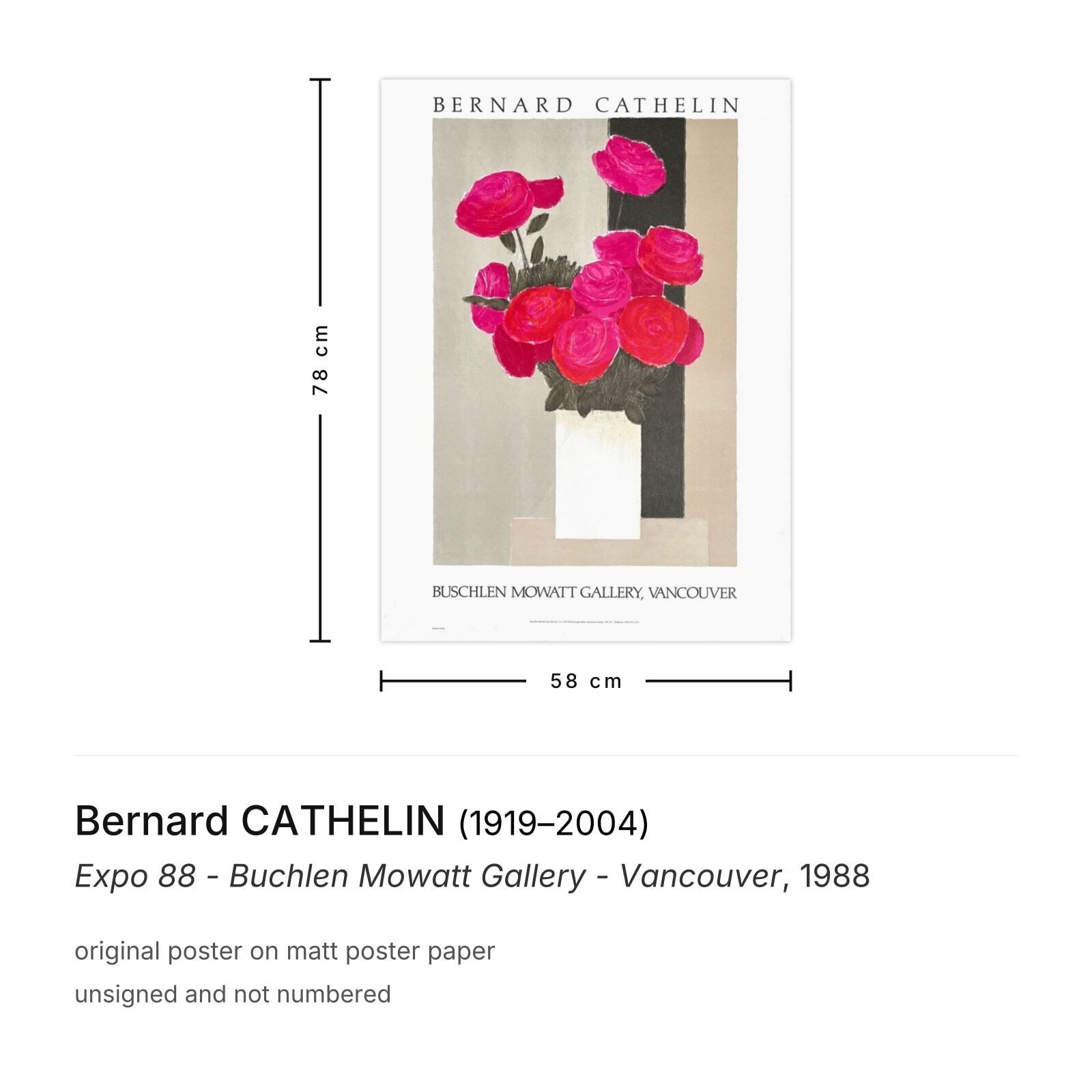 Bernard Cathelin Poster Expo 88 Buchlen Mowatt Gallery Vancouver photo furniture