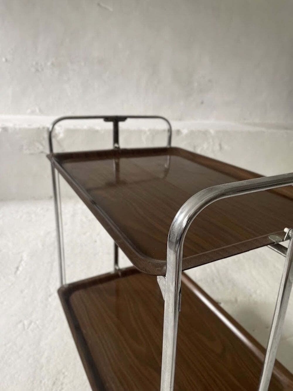 Midcentury Chrome Folding Serving Trolley, 1950s Germany photo vinterior