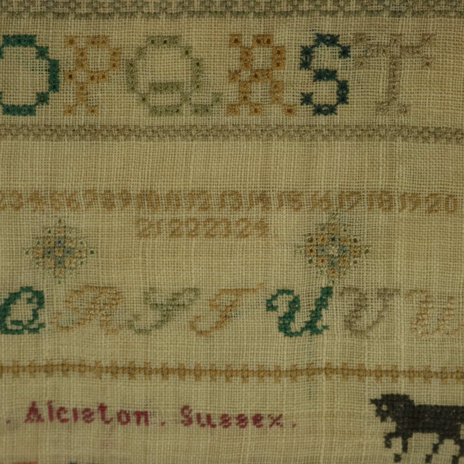 Antique Sampler, C.1850, By Elizabeth Carter, Sussex photo vintage