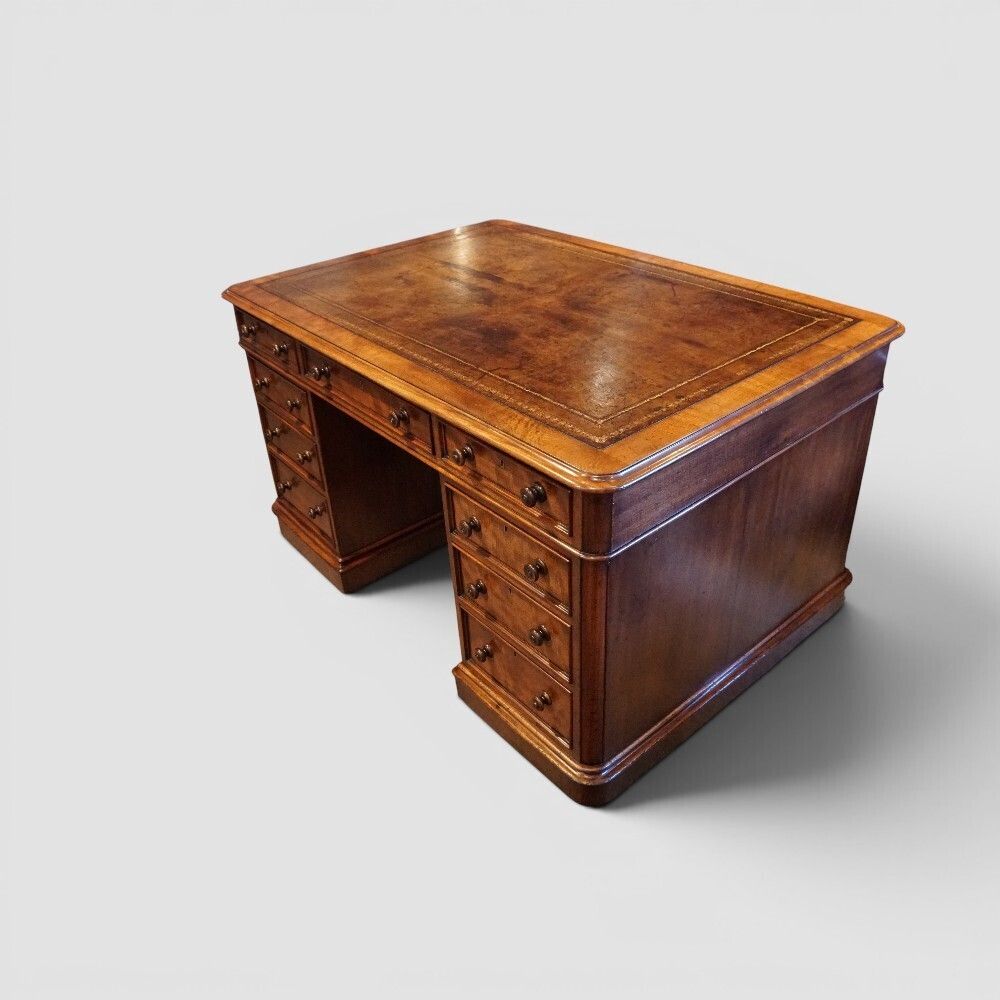 Rare Small Victorian Mahogany Partners Desk With Cupboards & Drawers photo furniture