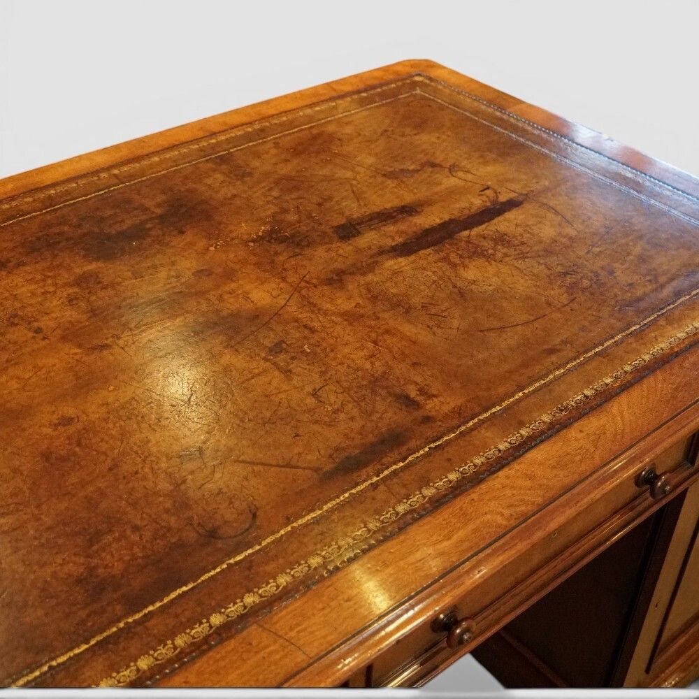 photo furniture Rare Small Victorian Mahogany Partners Desk With Cupboards & Drawers