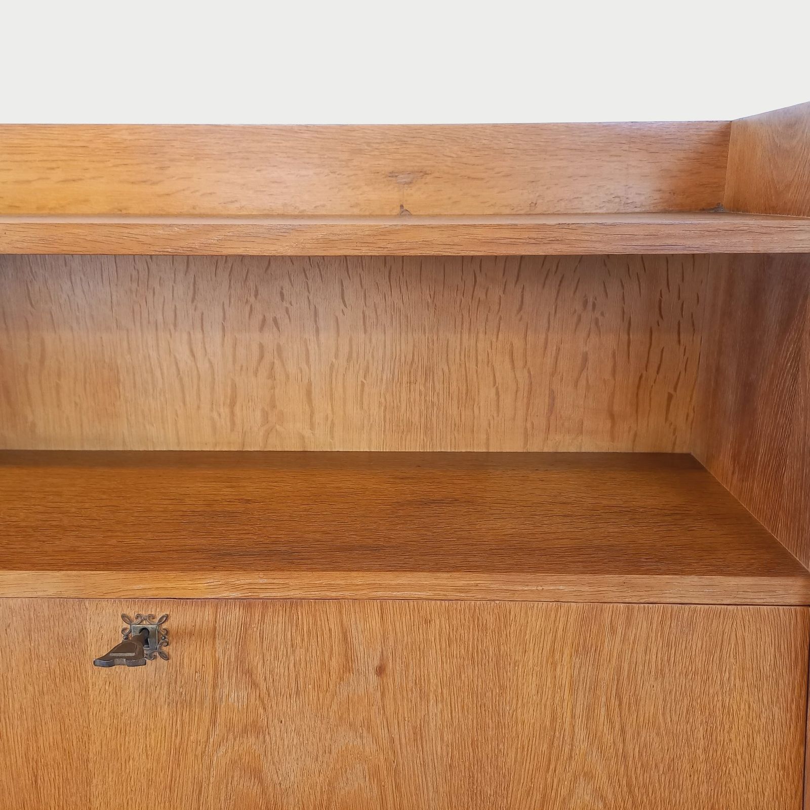 Brutalist Oak Secretary, 1960s photo buy