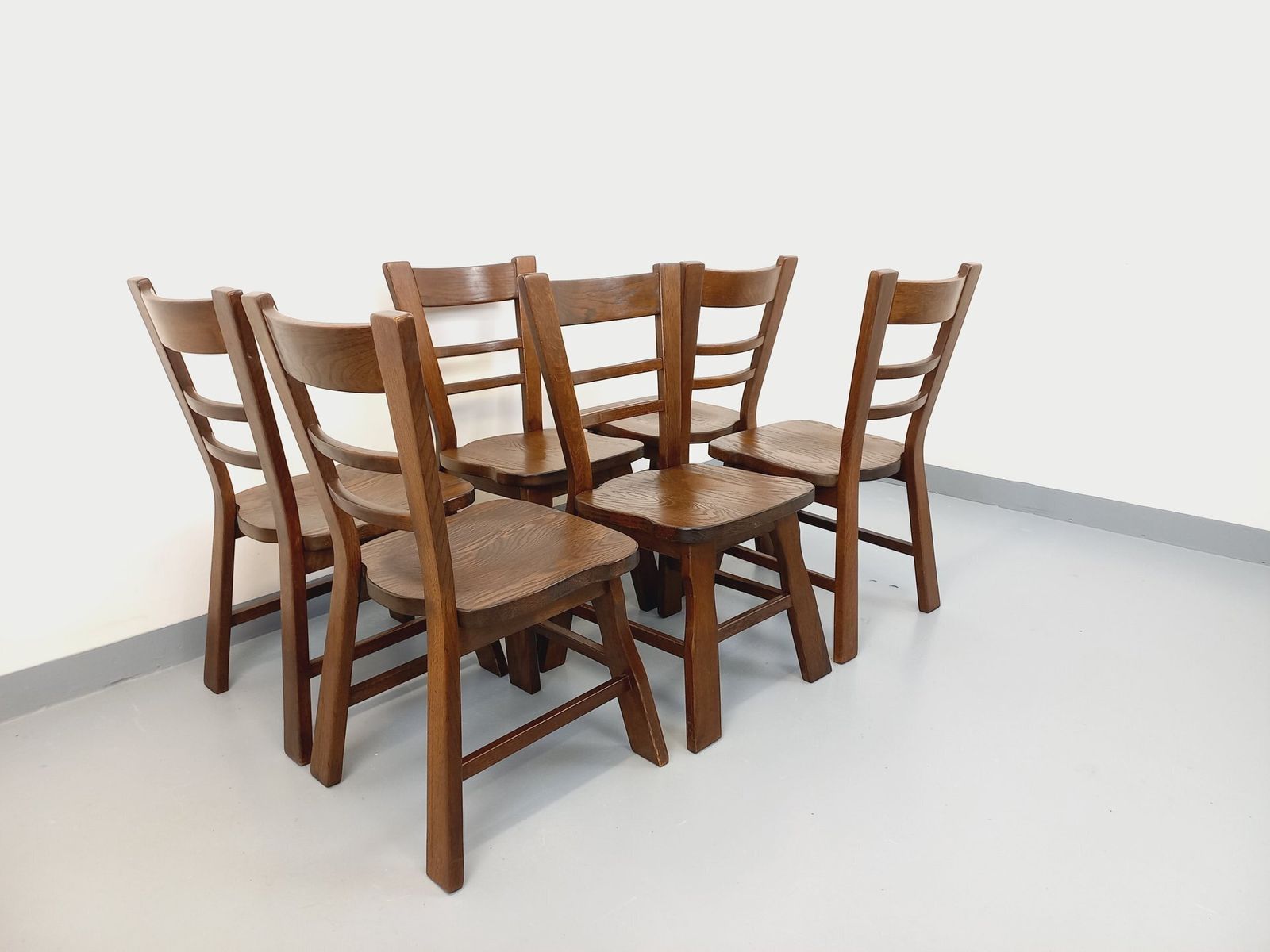 6 Brutalist Eiken Stoelen, jaren 1950 photo 1655.0