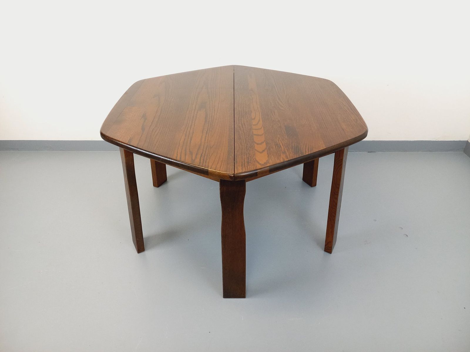 Brutalist Hexagonal Oak Dining Table photo furniture