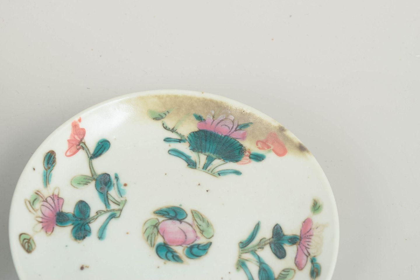 Chinese Porcelain. Three Small Plates With Famille Rose Decoration. 19th C. photo for sale