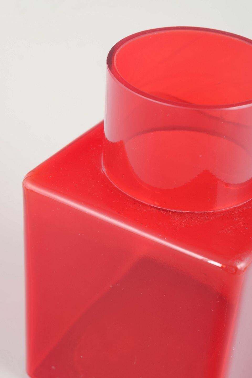 Luciano Vistosi For Murano. Geometric Vase In Clear Red Art Glass. 1960s photo for sale