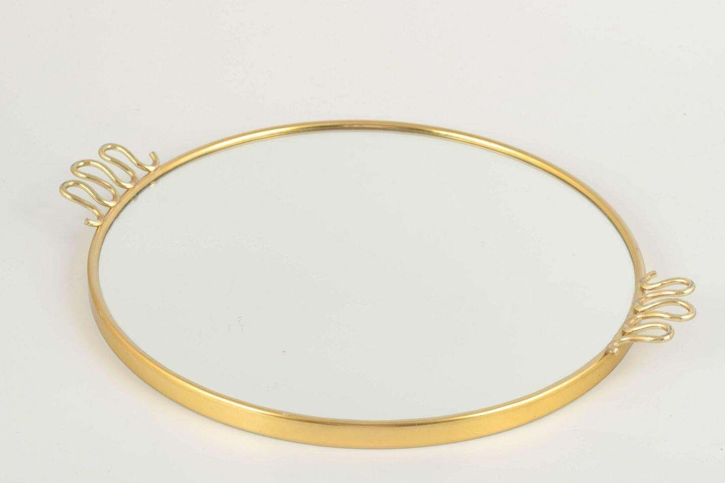 Swedish Glass And Brass Tray. “Swedish Grace” Style, Late 20th C. photo Home Decor