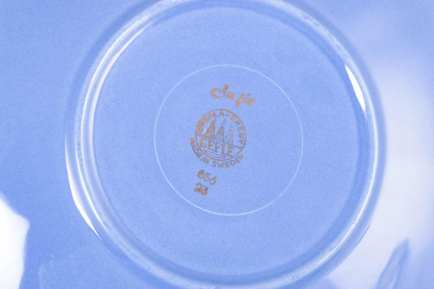 Service de six assiettes en céramique « Safir » pour Upsala Ekeby, par Arthur Percy, milieu du XXe siècle. photo Décoration