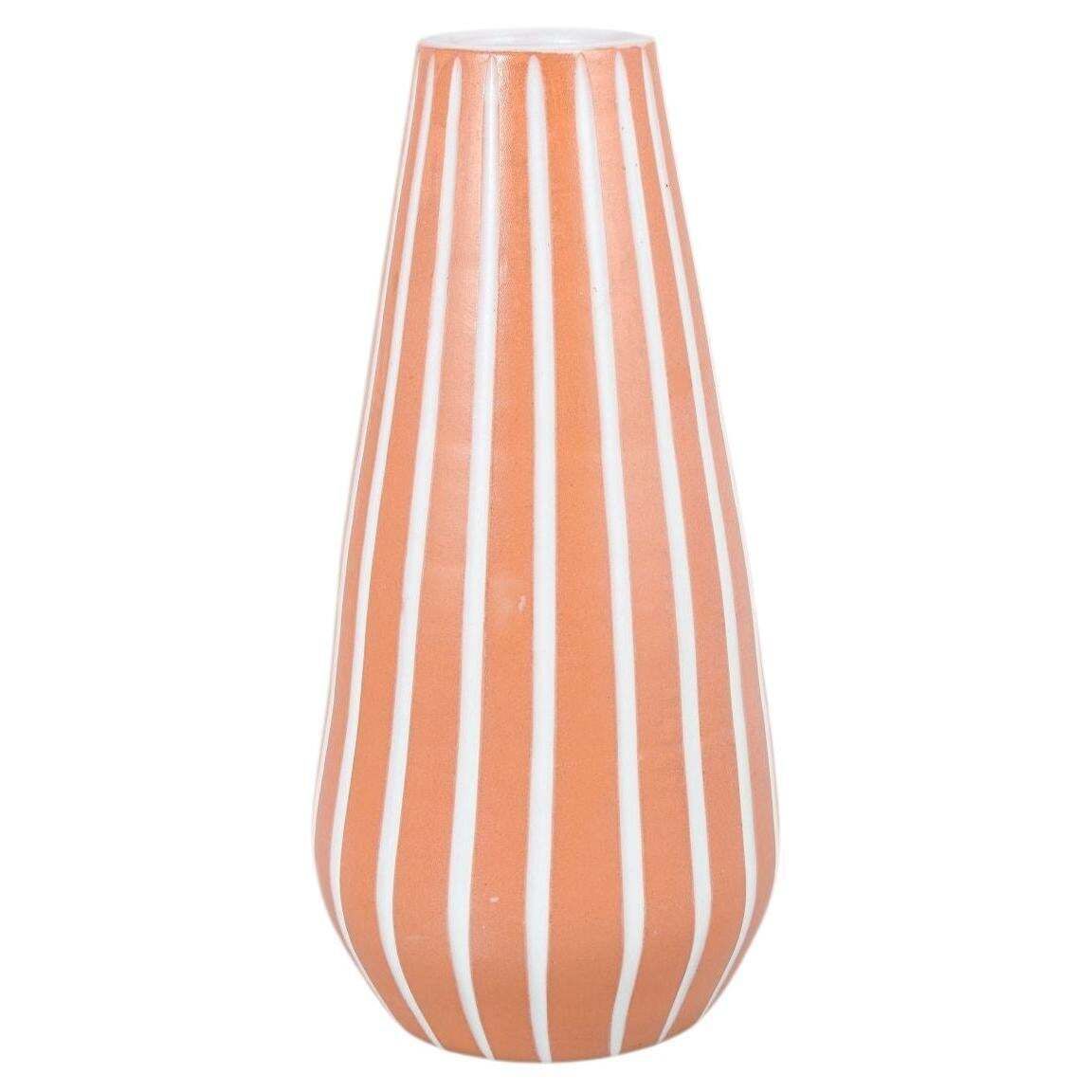 Vase balustre élancé Ingrid Atterberg pour Upsala Ekeby, à rayures.