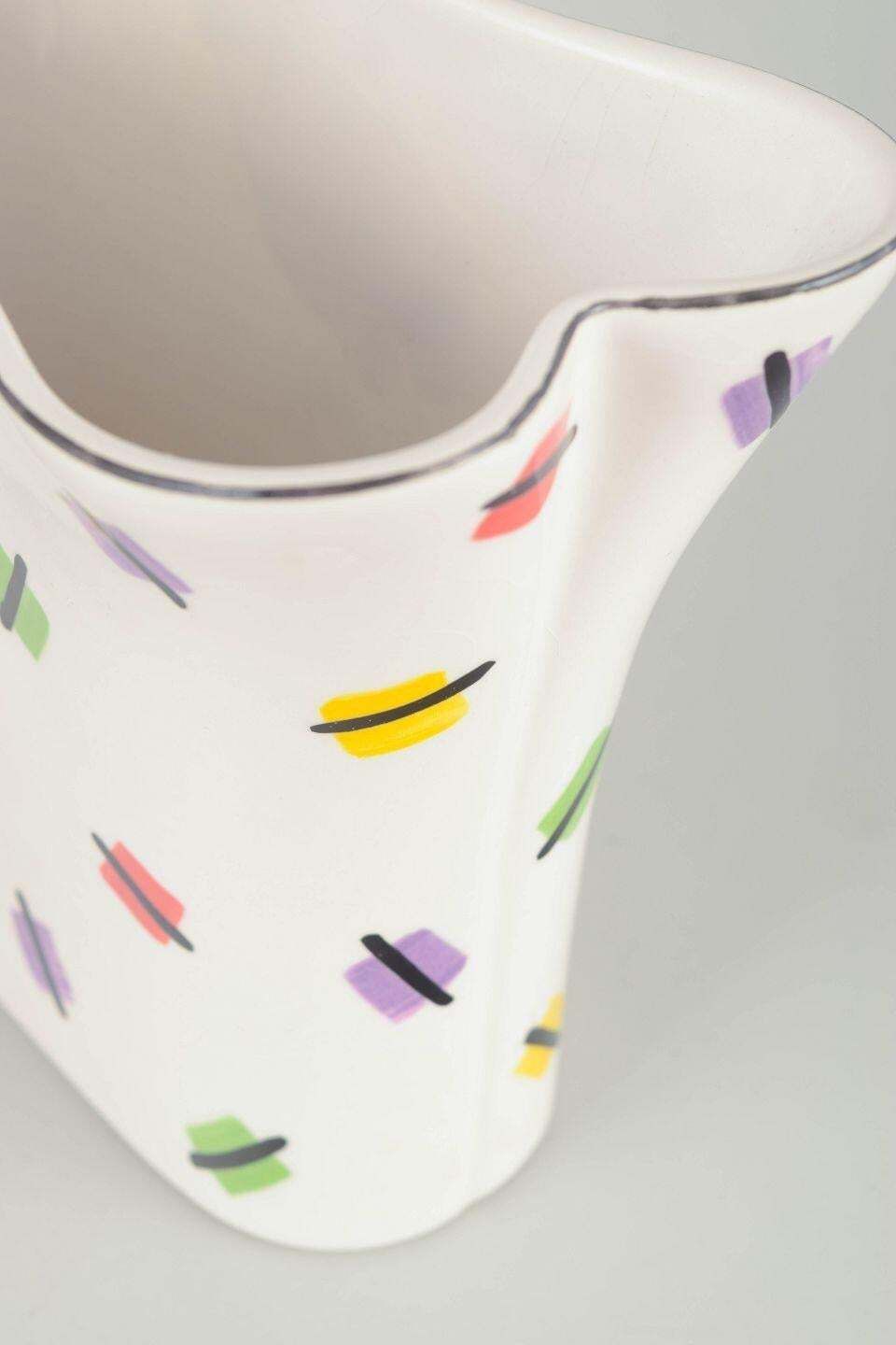 Pia Rönndahl For Gustavsberg. Faience Vase With Abstract Multicolour Pattern. photo for sale