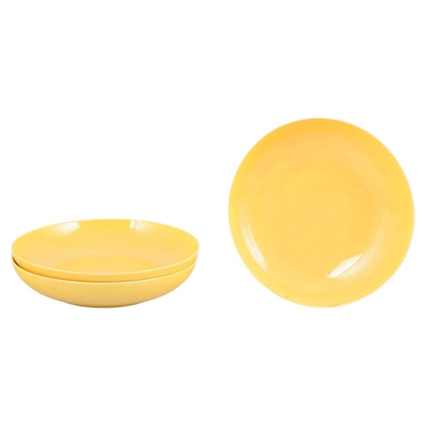 Aluminia. Set Of Three Large Deep Faience Plates. "Confetti" Series, Mid 20th C.