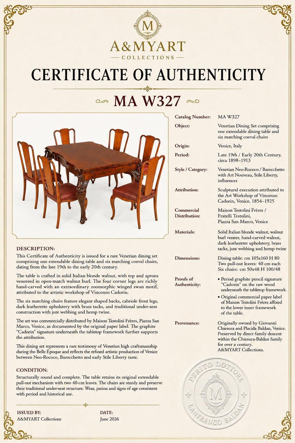 Rare Venetian Neo Rococo Dining Set Attributed To Vincenzo Cadorin For Testolini photo furniture