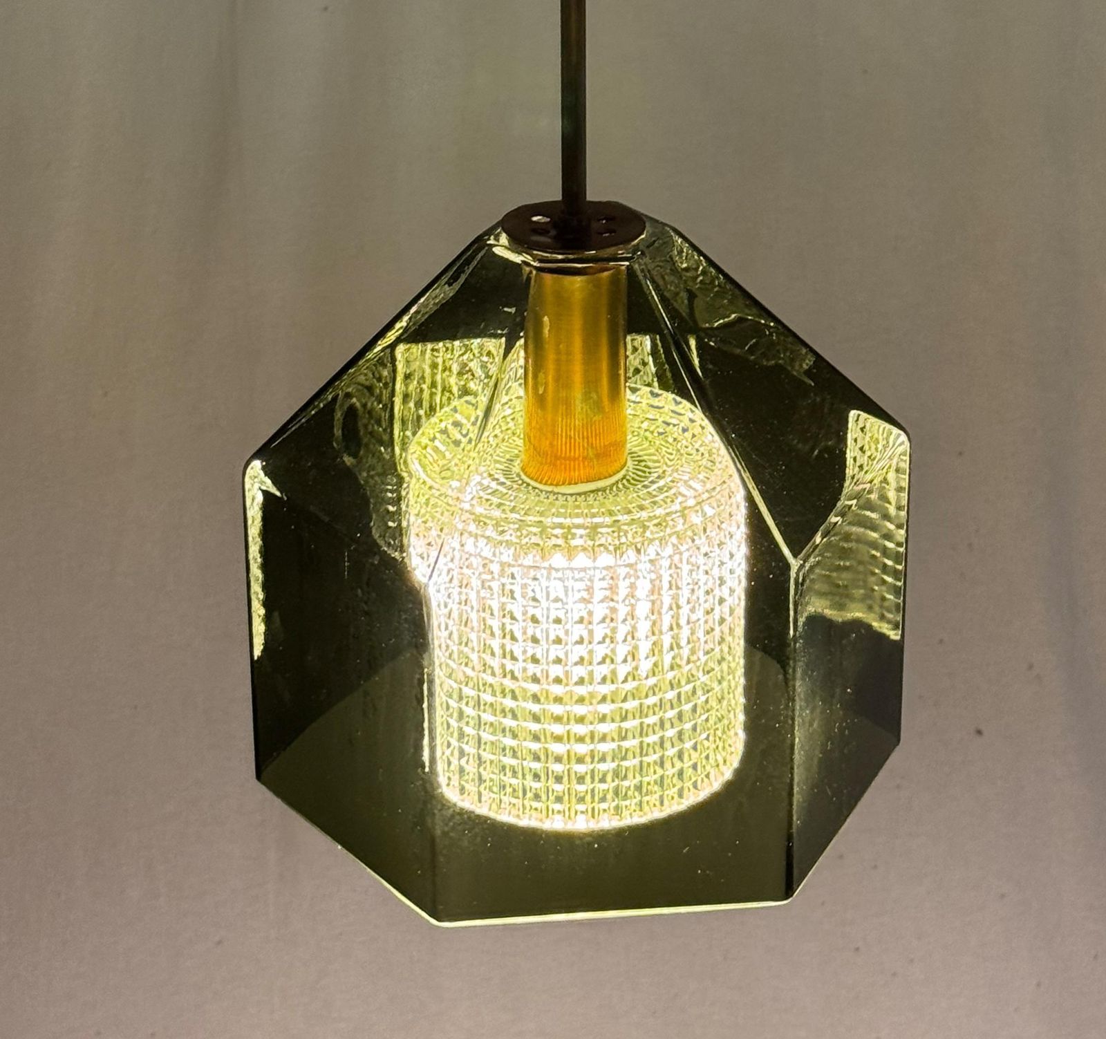 photo vinterior Green And Pressed Glass Pendant Lamp By Carl Fagerlund
