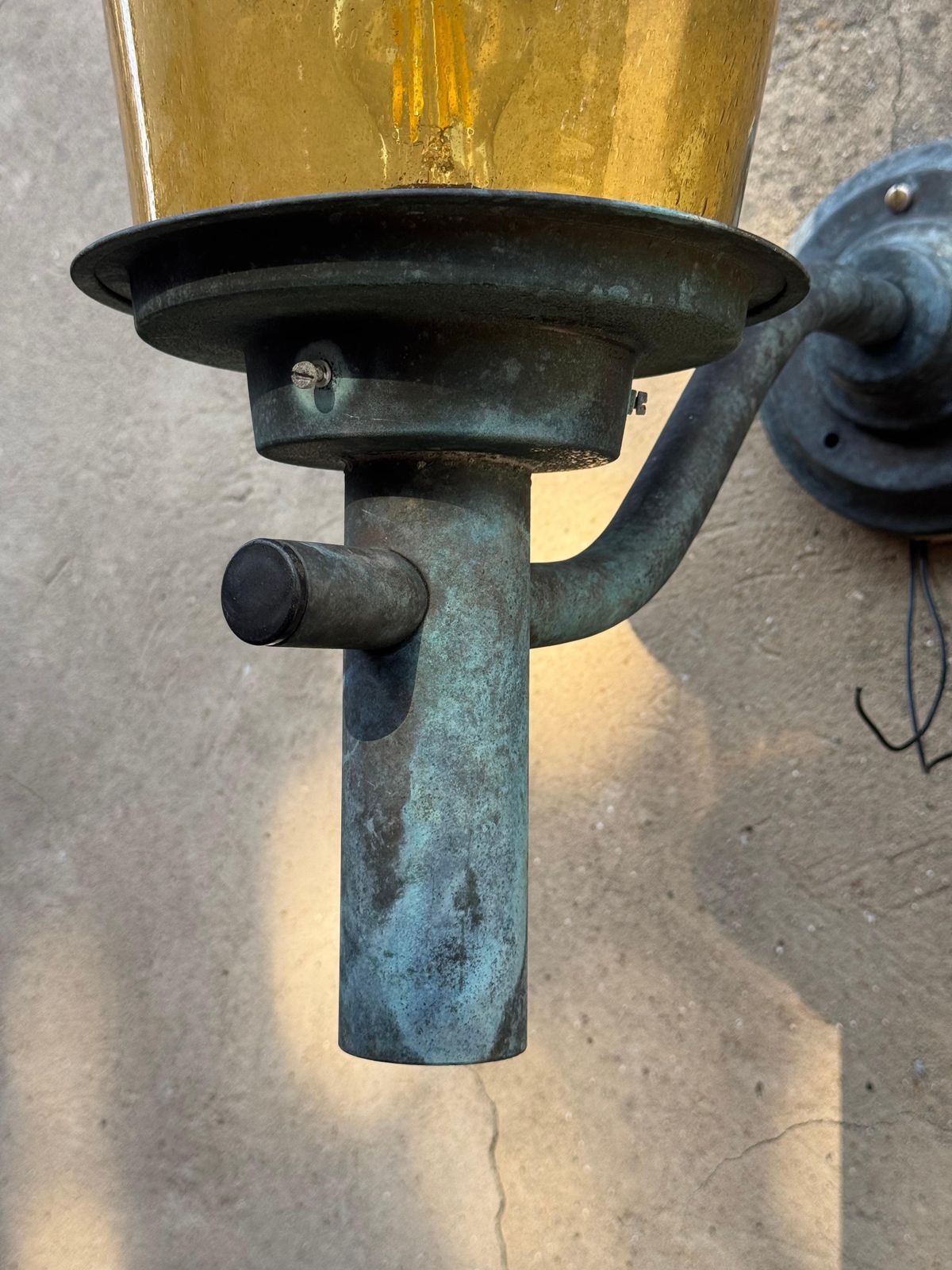 Brass Outdoor Wall Lamps With Yellow Glass Shades photo buy