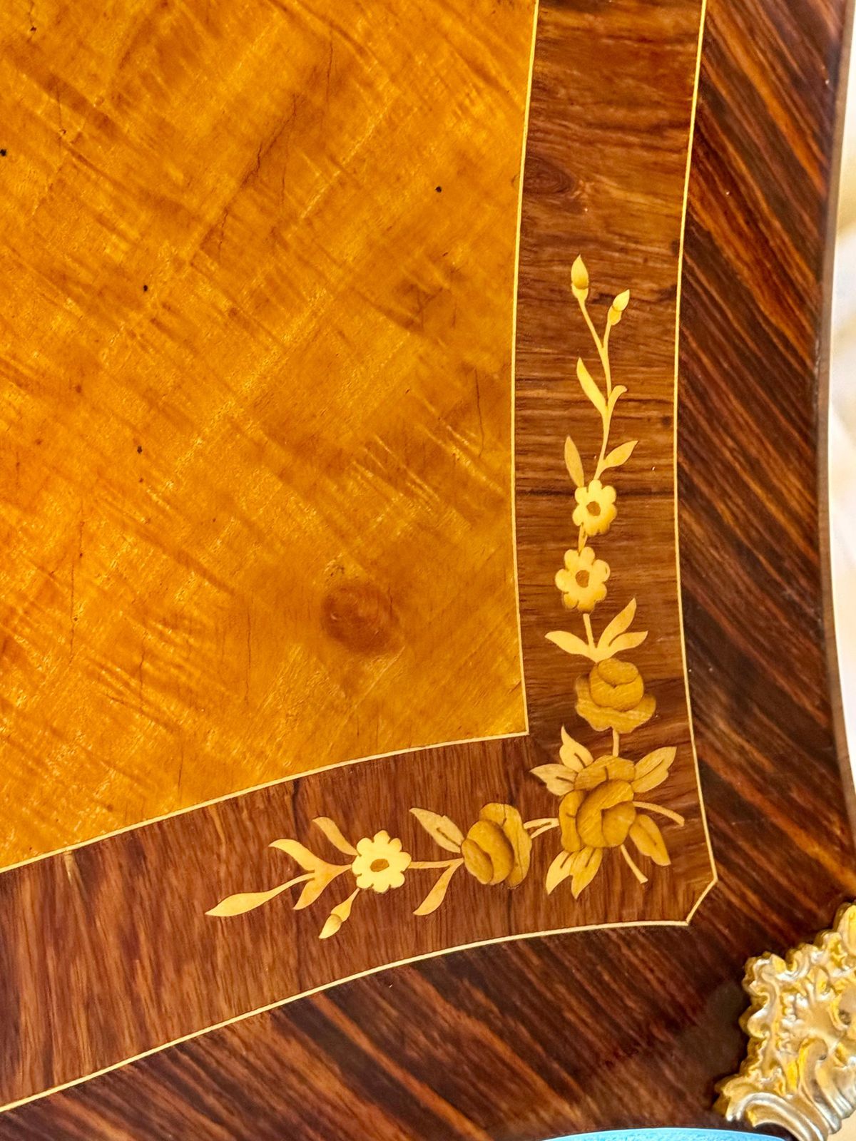 10898.0 French Louis XV Style Dame Bureau Plat, Desk With Marquetry And Bronze Mounting photo
