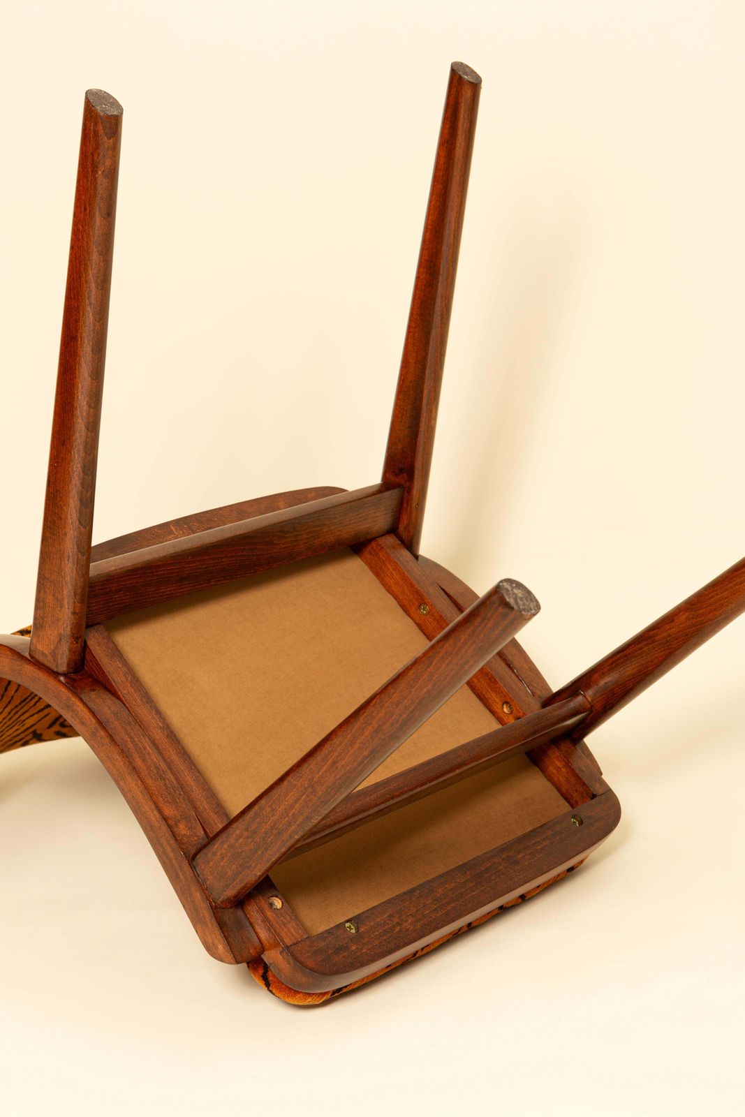 Vier mid-century Bumerang-stoelen, Tiger Speaking velvet Dedar, Polen, jaren 1960 photo buy