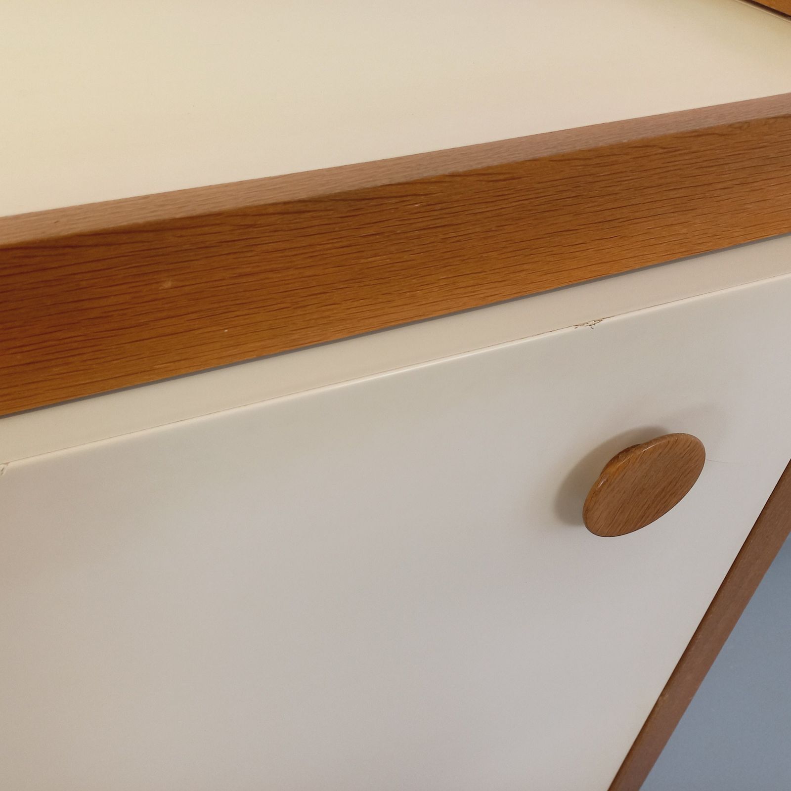 1171.0 Oak And Off White Melamine Secretary Desk photo