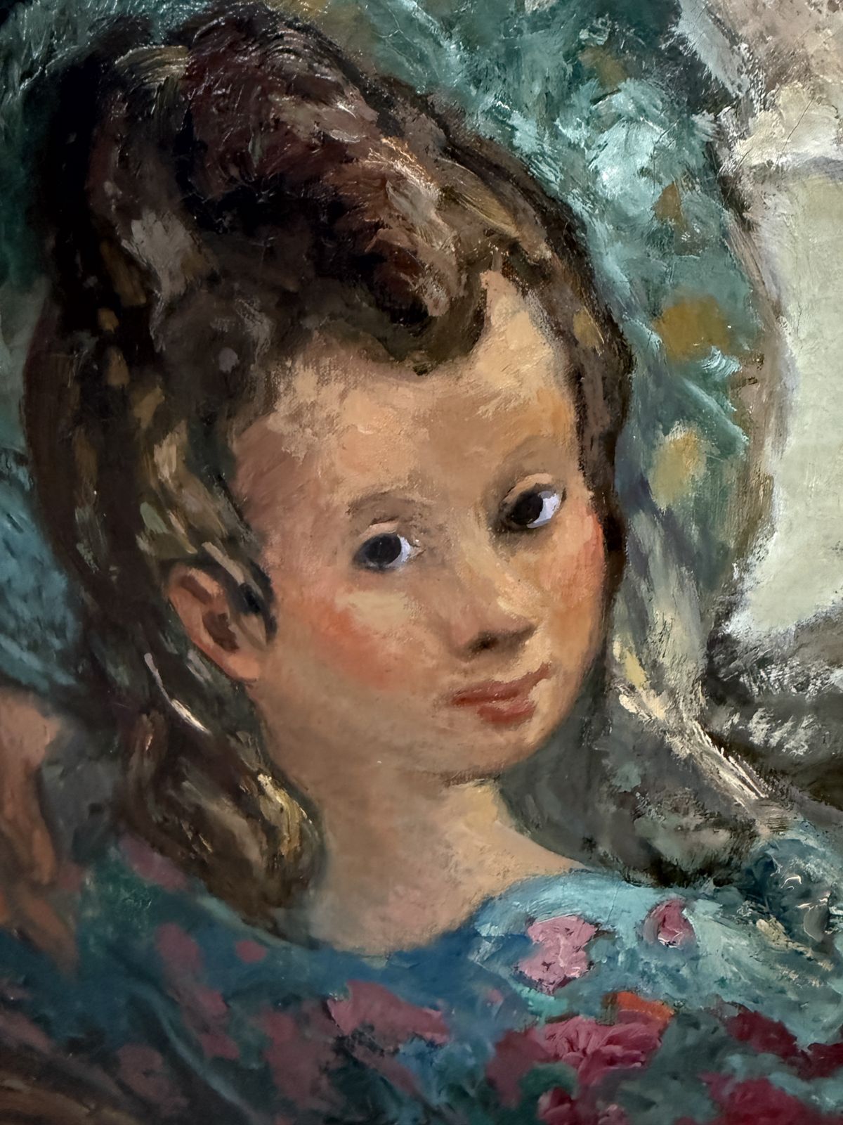 Pedro Creixams Intimate Maternity With Children Large Spanish School Of Paris Oil Painting 1948 photo 3500.0