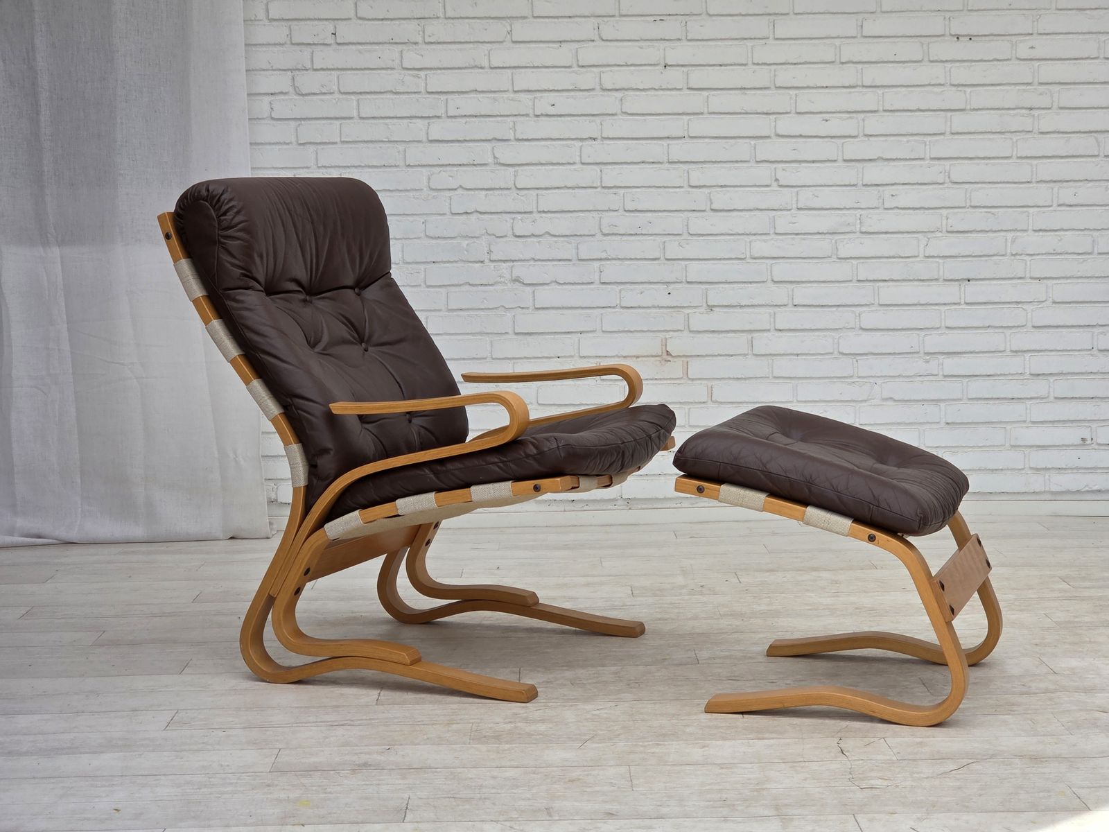 1970s, Norwegian Design By Elsa & Nordahl Solheim, Set Of Chair With Stool. photo furniture