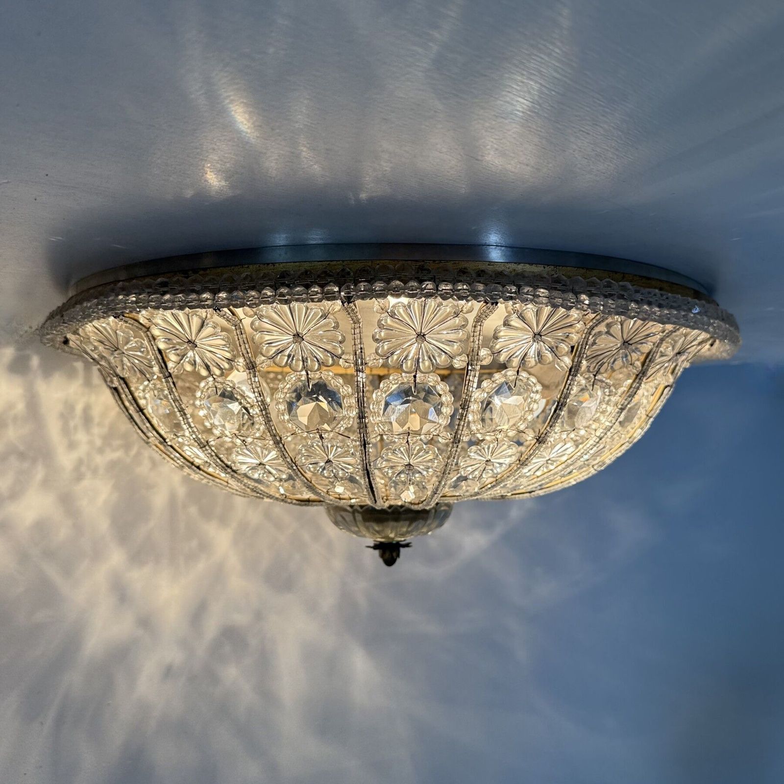 Lighting Large Crystal Banci Italy Ceiling Lamp , 1960’s photo
