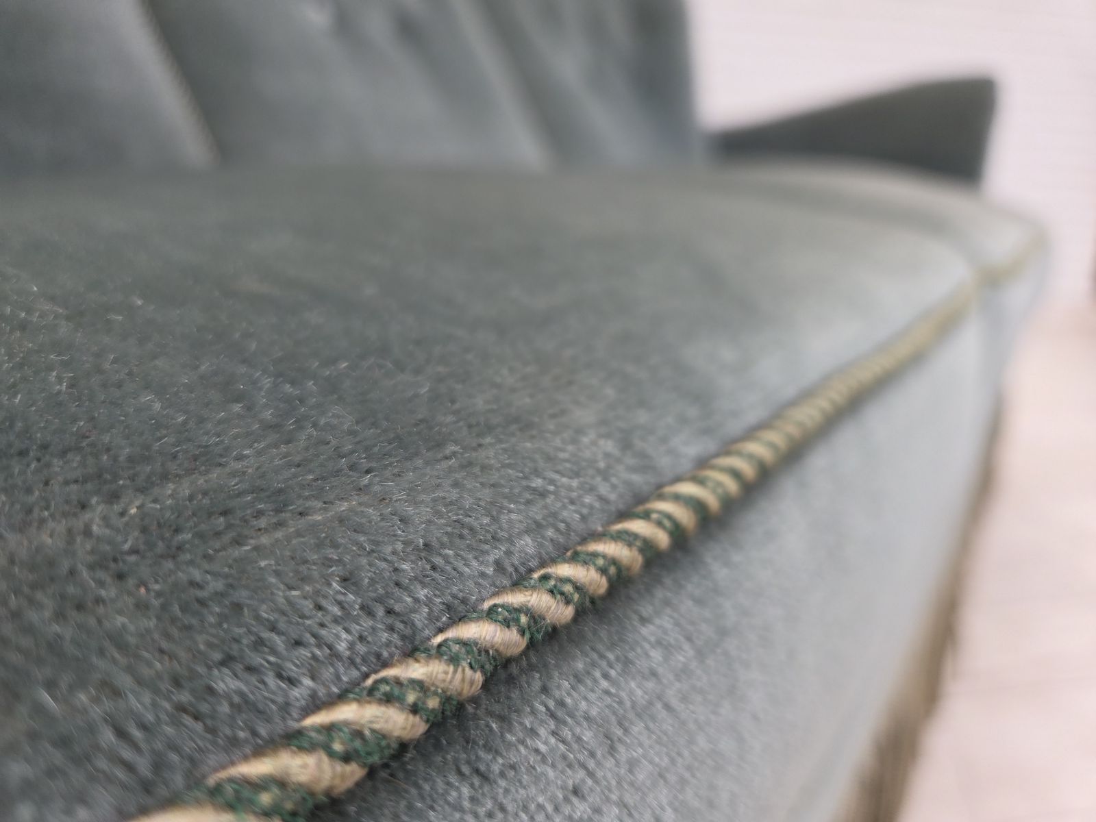 1960s, 3 Seater Danish Sofa, Green Furniture Velour. photo vinterior