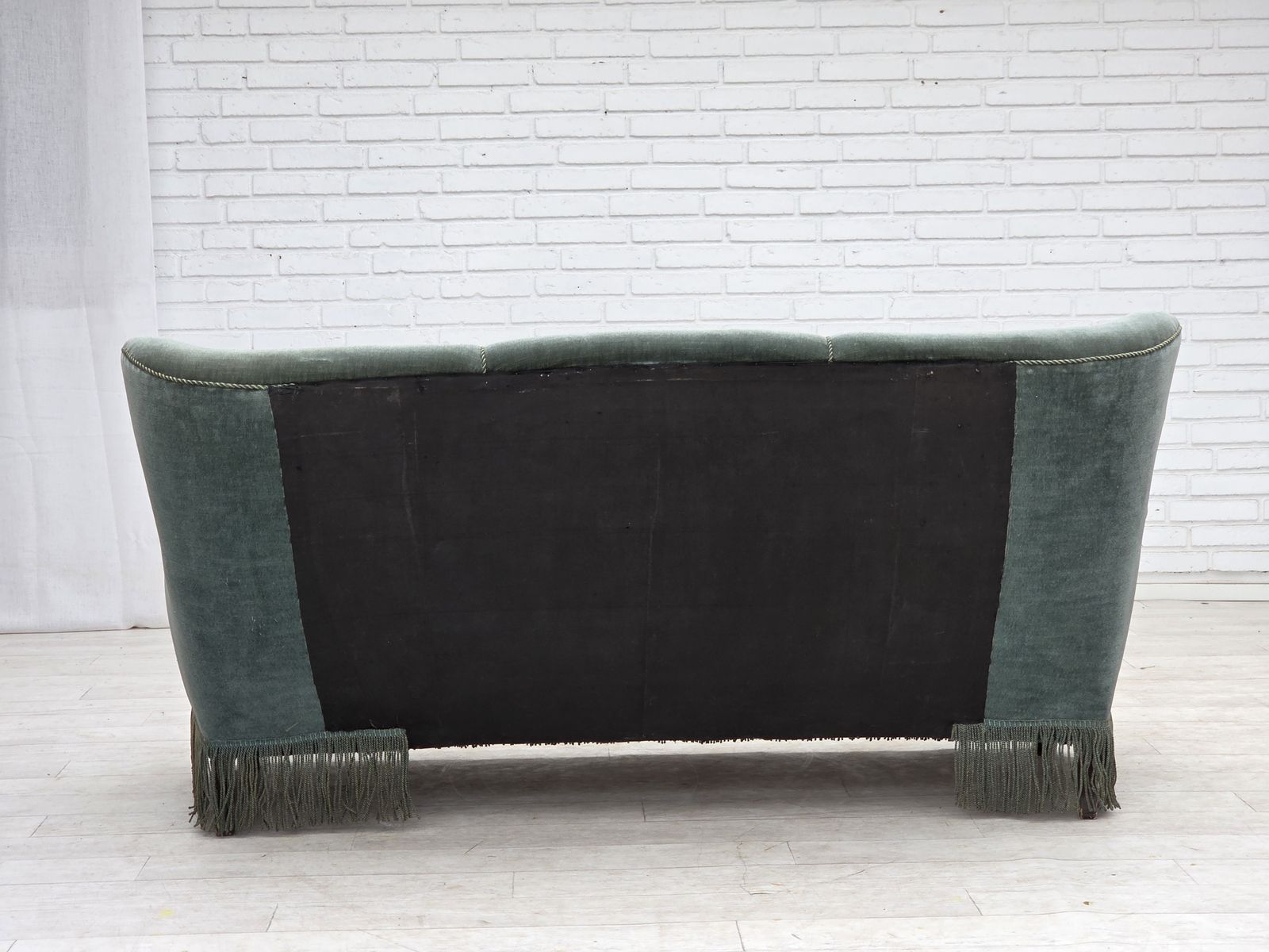 2050.0 1960s, 3 Seater Danish Sofa, Green Furniture Velour. photo