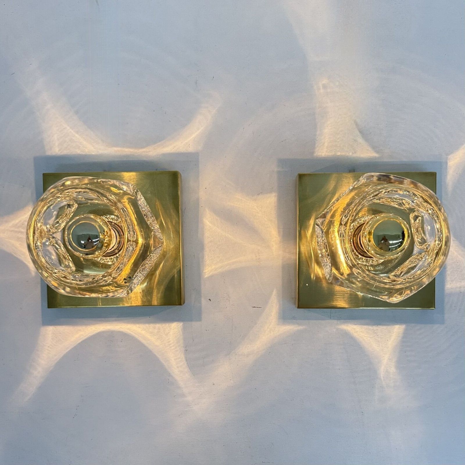 Pair Of Peil & Putzler Ice Cube Glass Wall Lamp , 1970s photo furniture