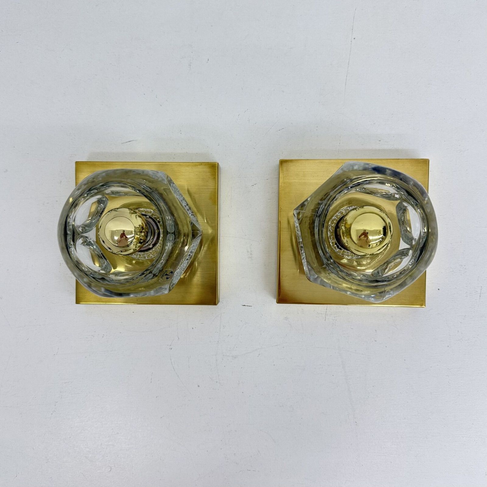 Lighting Pair Of Peil & Putzler Ice Cube Glass Wall Lamp , 1970s photo